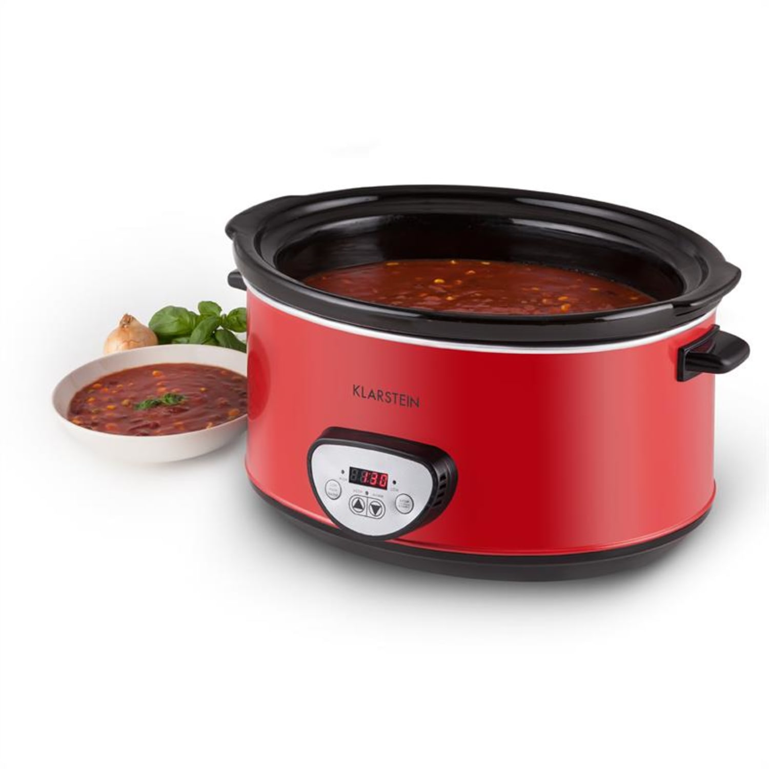 Bankett Slow Cooker Schongarer Digital 6,5 Liter 320W rot