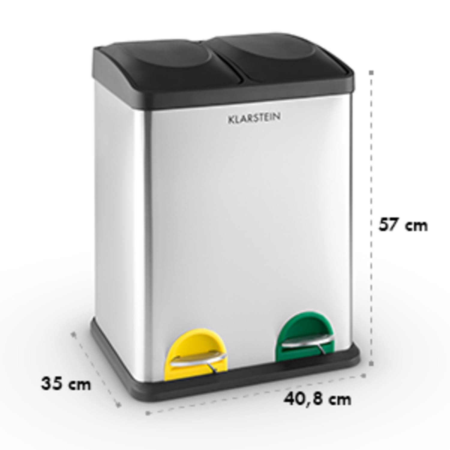 Ökosystem 2 x 18 Edelstahl-Tretabfalleimer 36 Liter Recycling
