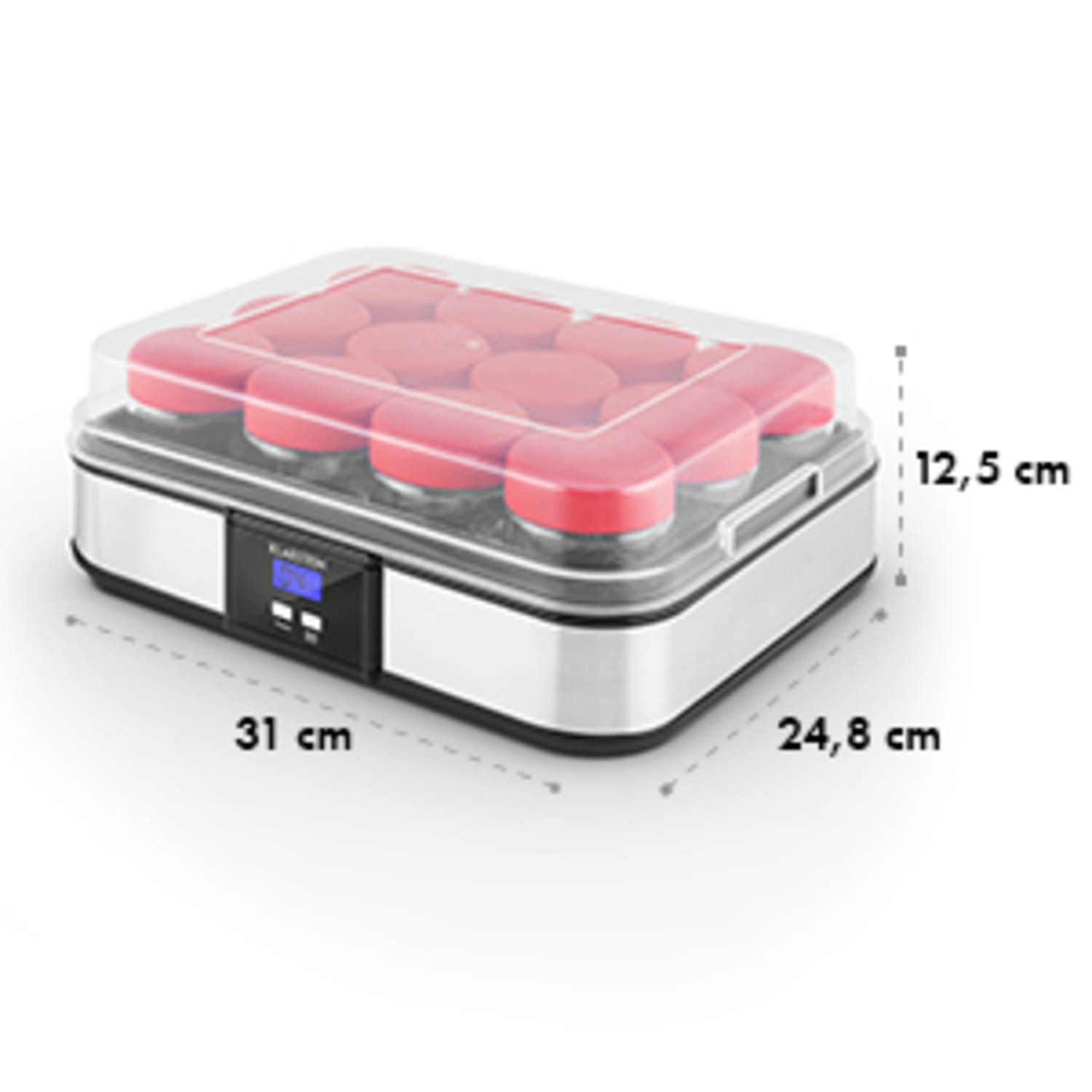 Gaia Joghurtmaker 12 Gläser a 150 ml Timer Edelstahl
