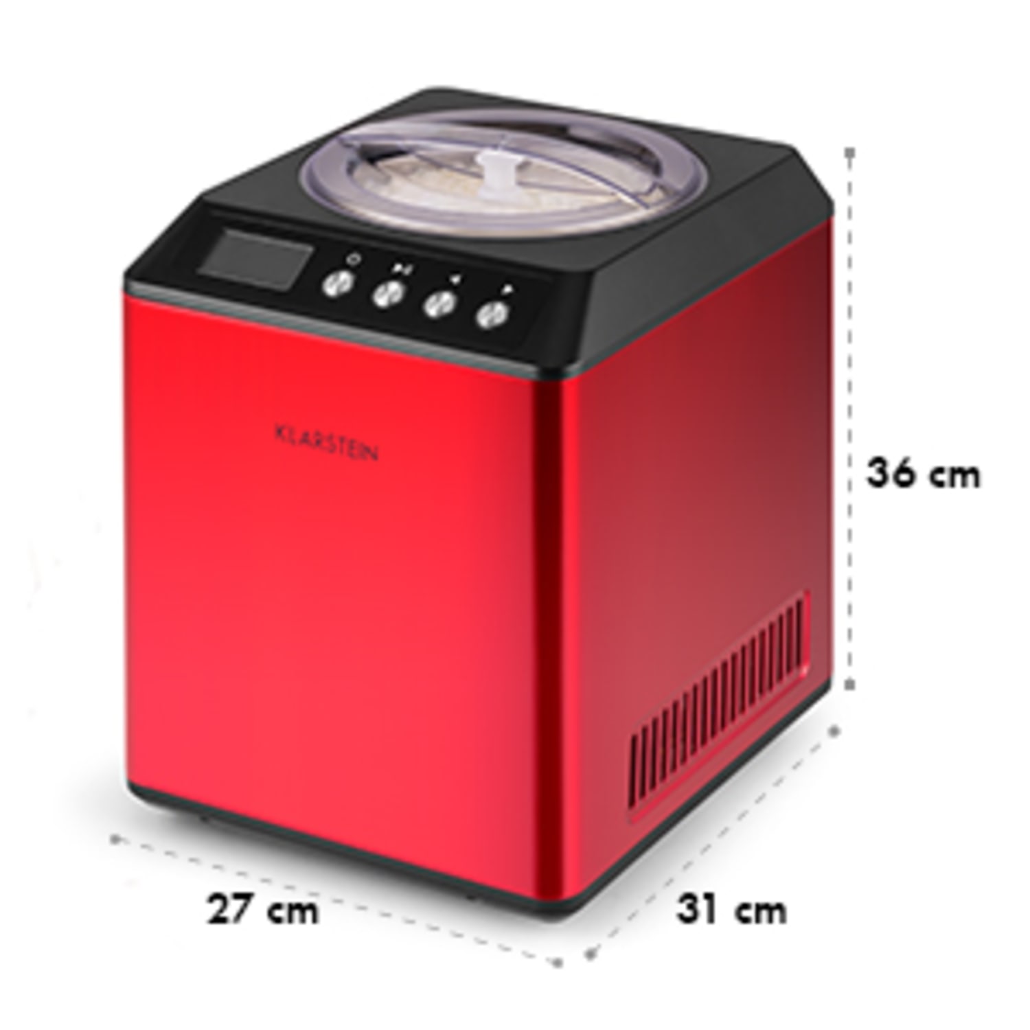 Vanilla Sky Ice Cream Machine Compressor 2L Stainless Steel 180W Red