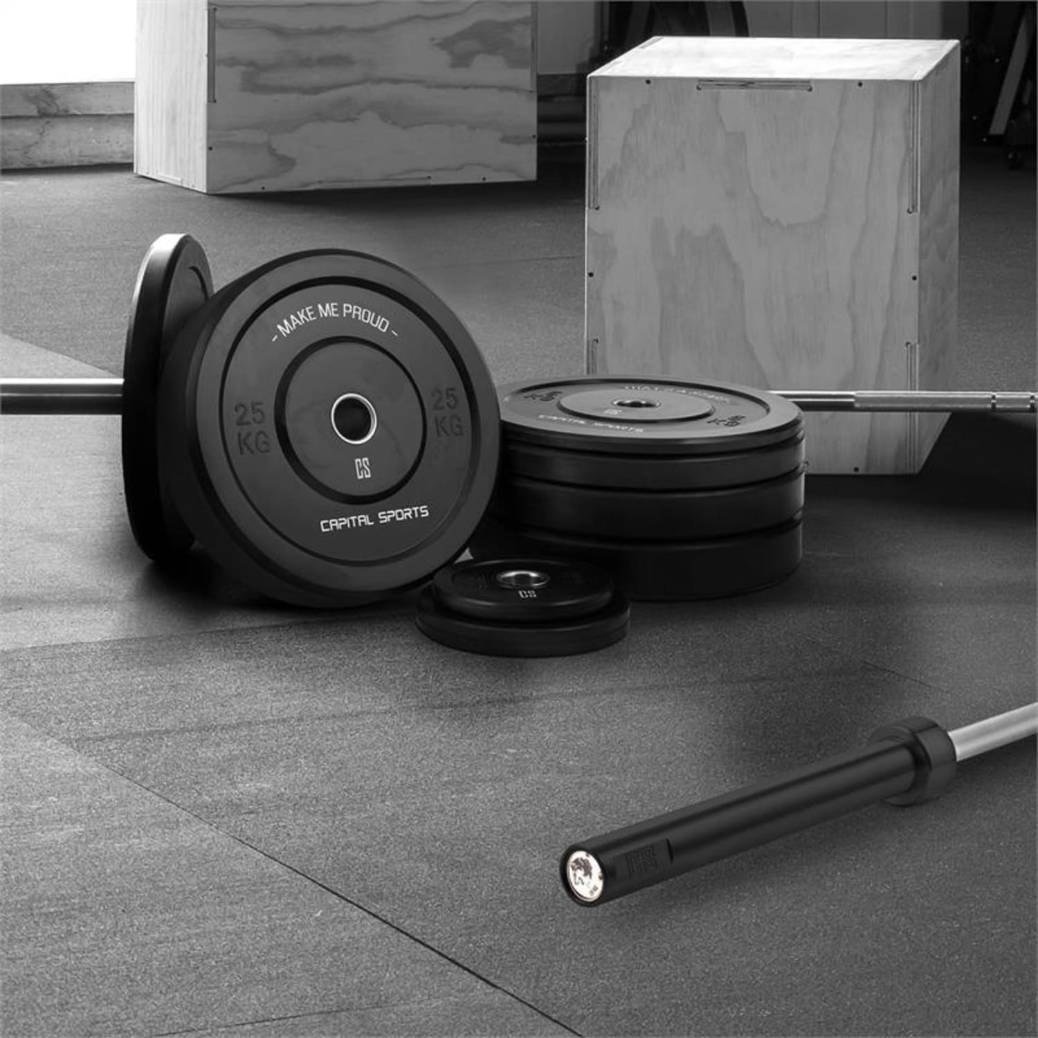 Barre Musculation 20 Kg CAPITAL SPORTS Wolfbar Barre de musculation olympique - noir / argent