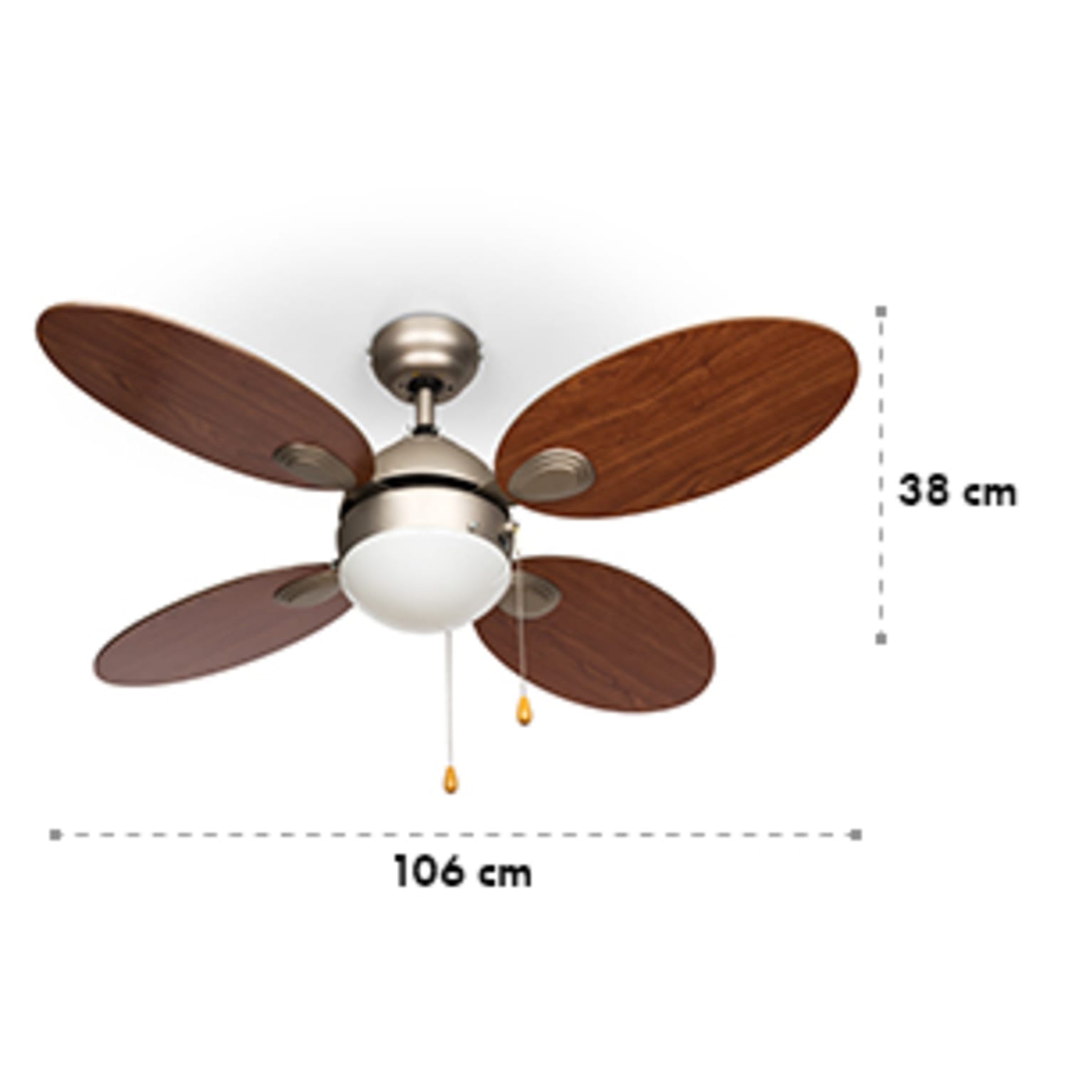 Valderama, stropný ventilátor, 42", 60 W, stropná lampa, 2 x 43 W, čerešňové drevo