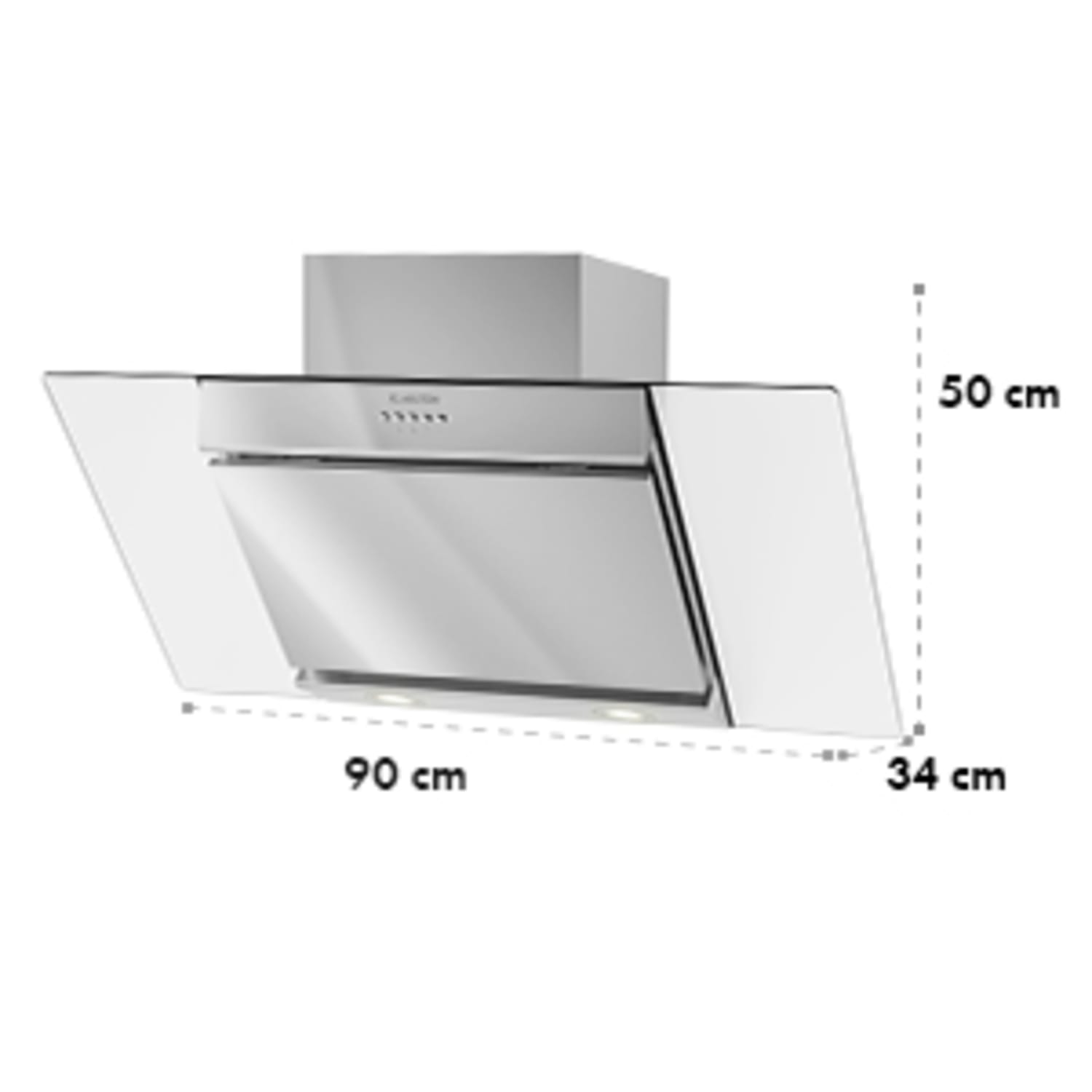 Klarstein Zola 90 Dunstabzugshaube 210 W 607m³/h 2-teiliger Kamin 304er Edelstahl