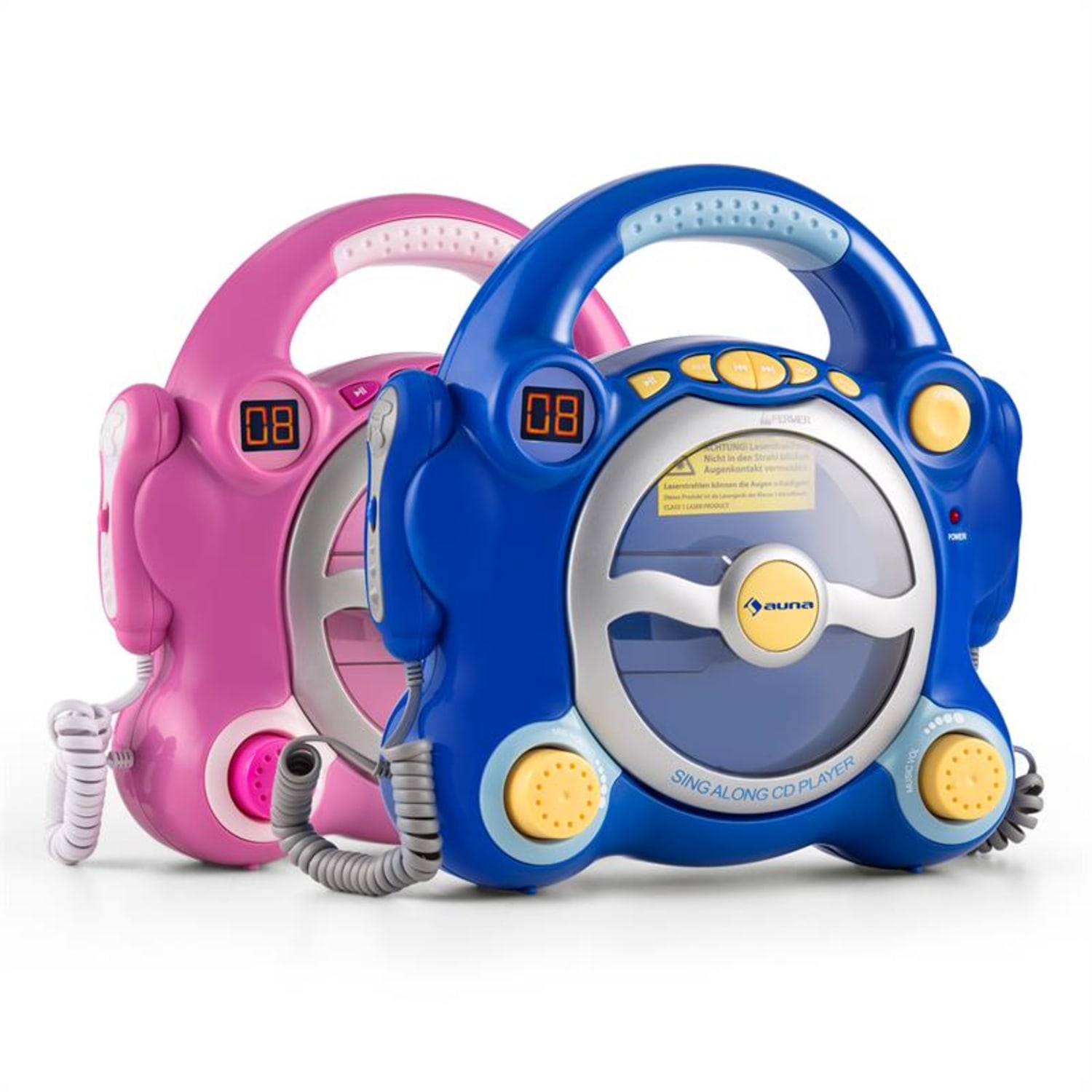 auna Pocket Rocker Lecteur CD karaoké enfant SingALong 2 micros bleu
