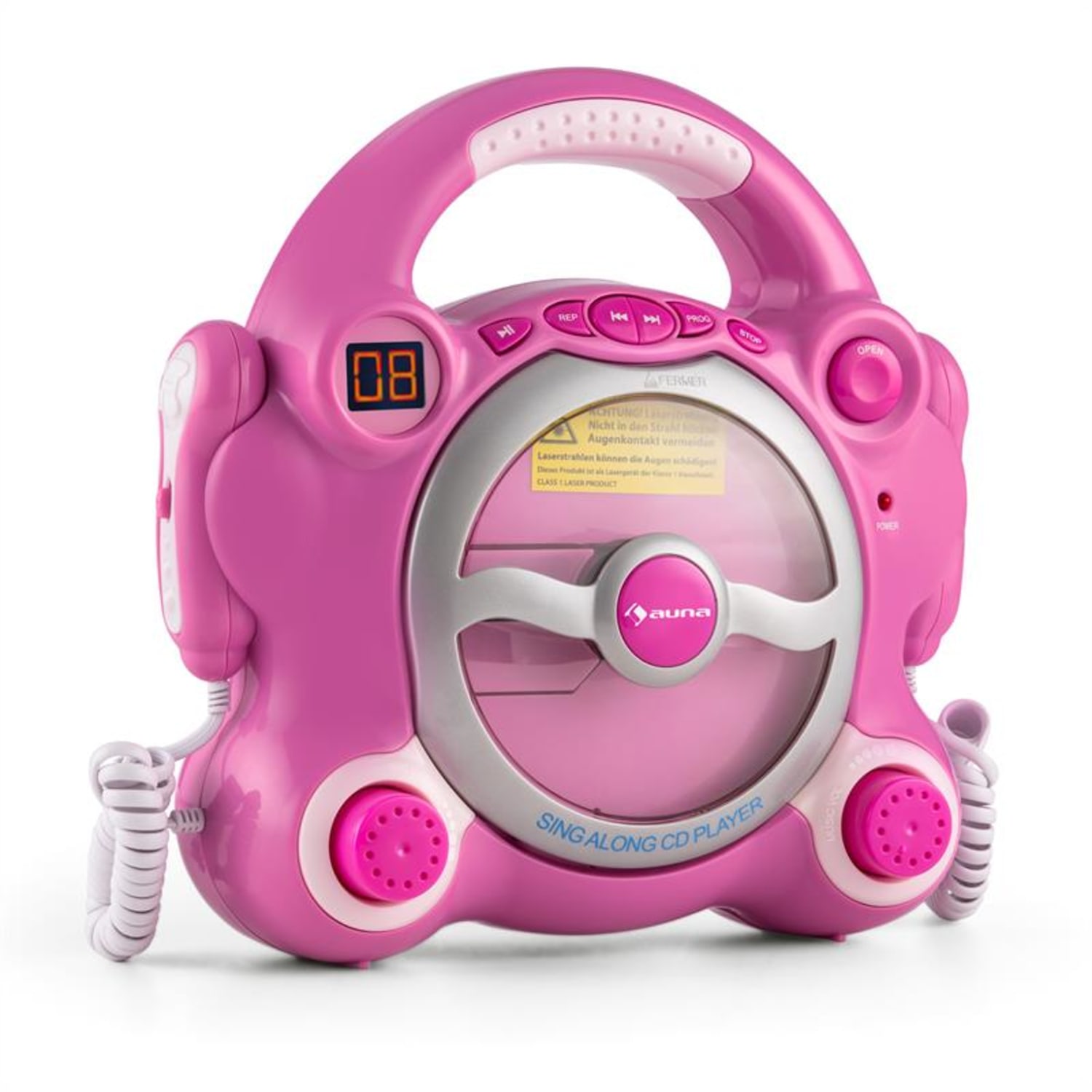 Pocket Rocket Karaoke Machine CD Player SingALong with 2 Microphones Pink
