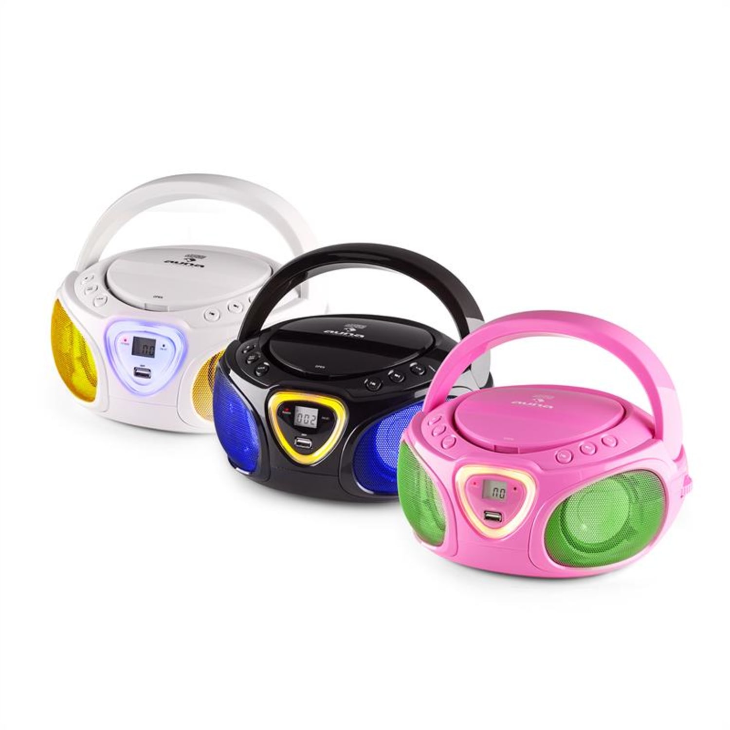 Roadie CD Boombox with FM radio and light show CD player FM radio