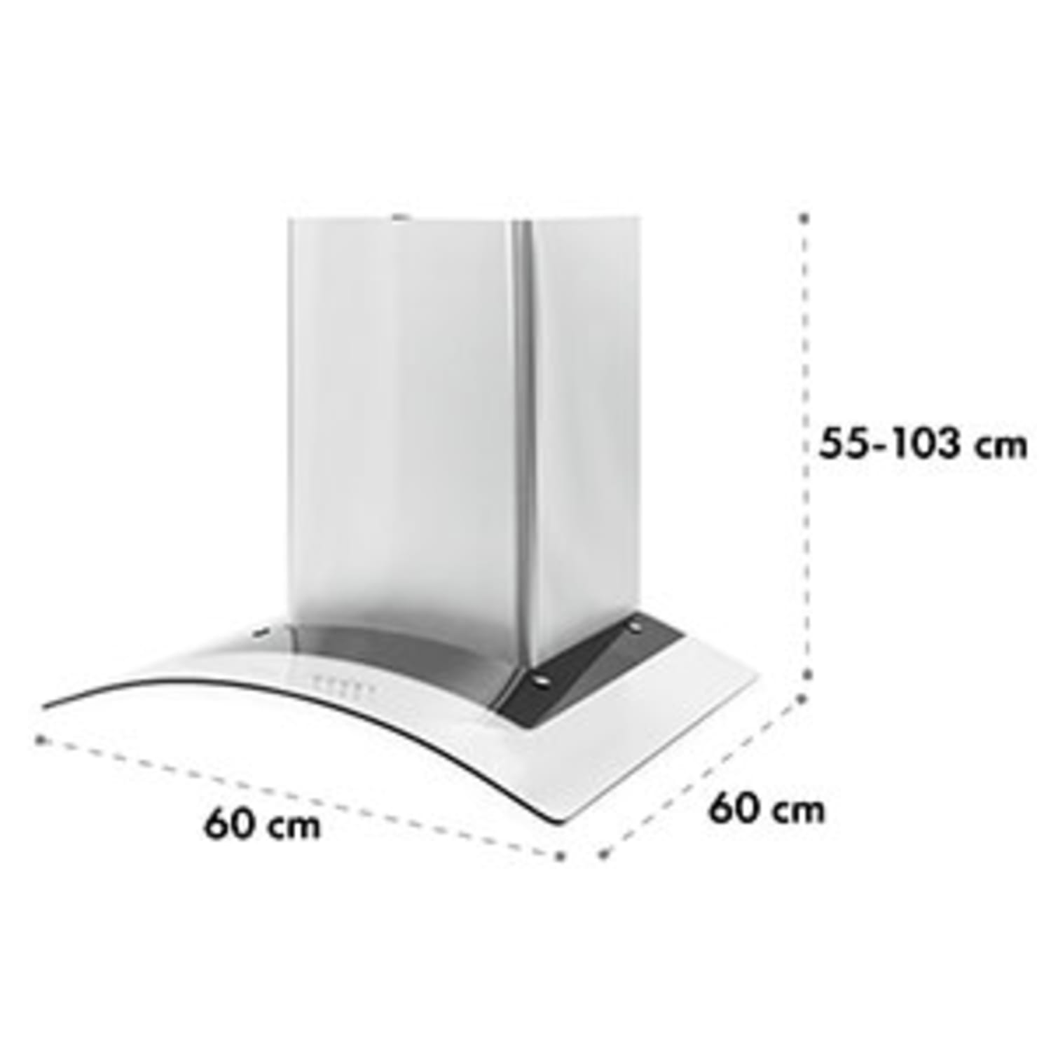 Klarstein Hotspot hota din oțel inoxidabil de 60 cm 610 m³ / h, Clasa A Sticla