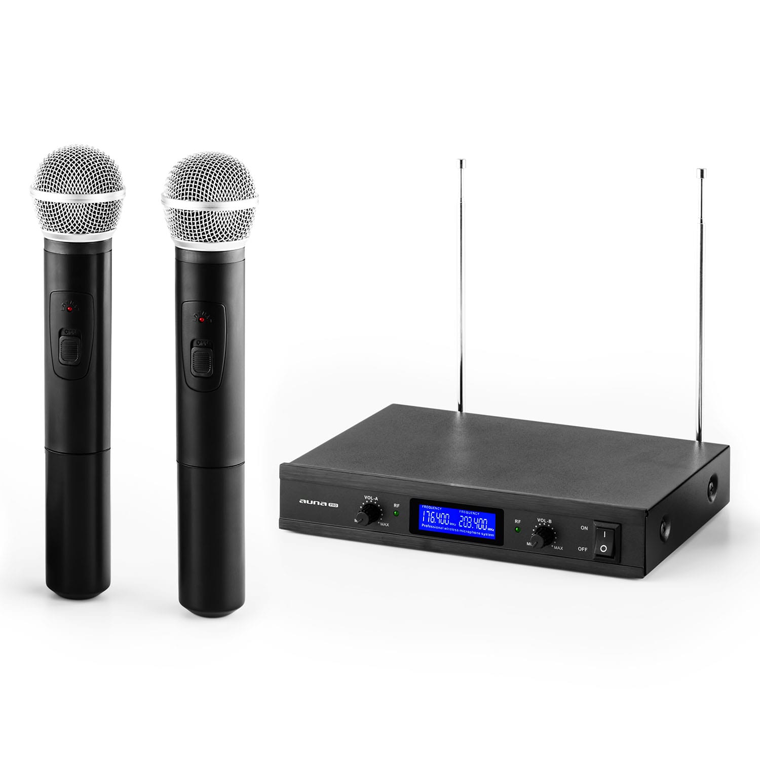 VHF-400 Duo1 2-Kanal VHF-Funkmikrofon-Set 1x Empfänger + 2x Handmikrofon