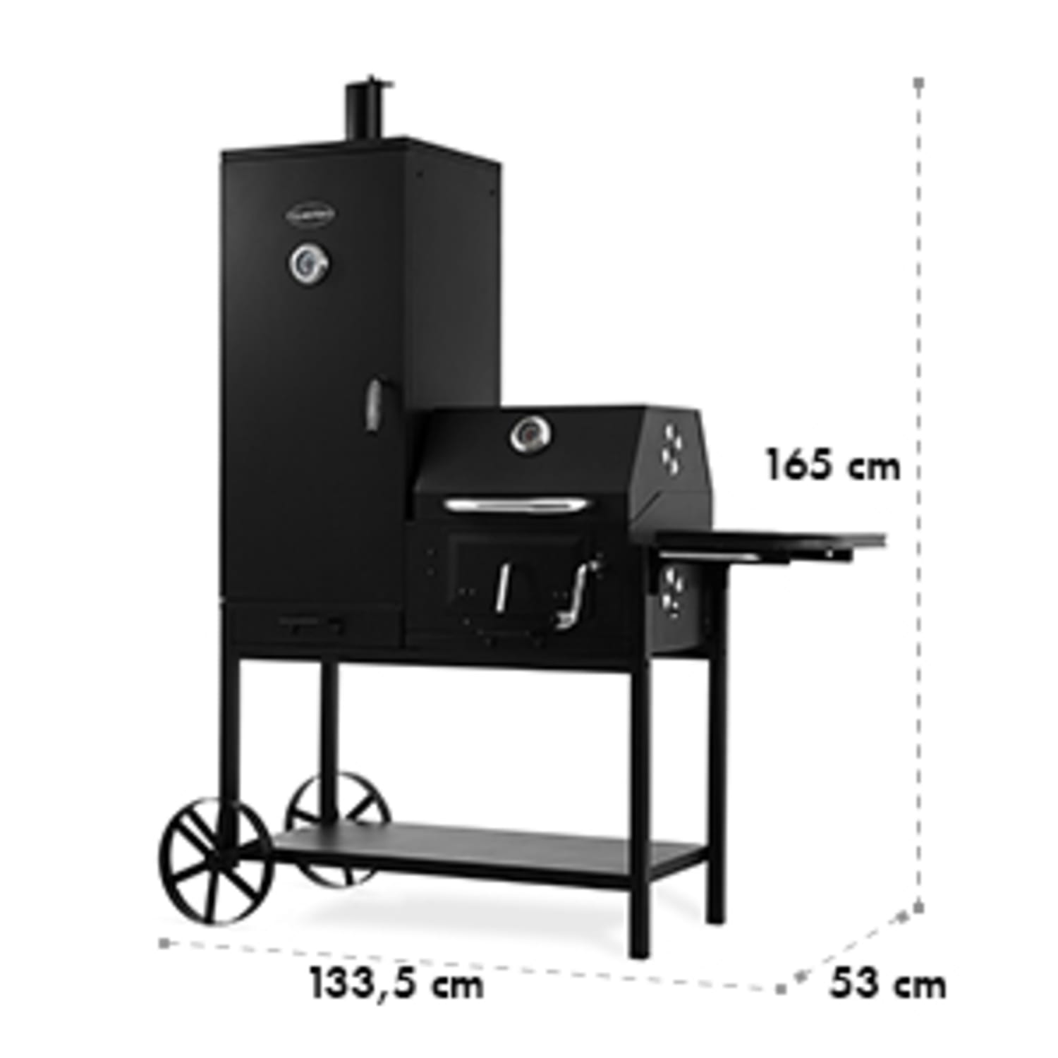 Klarstein Fleischbrocken, Črn žar na lesno oglje, dimnica in BBQ žar