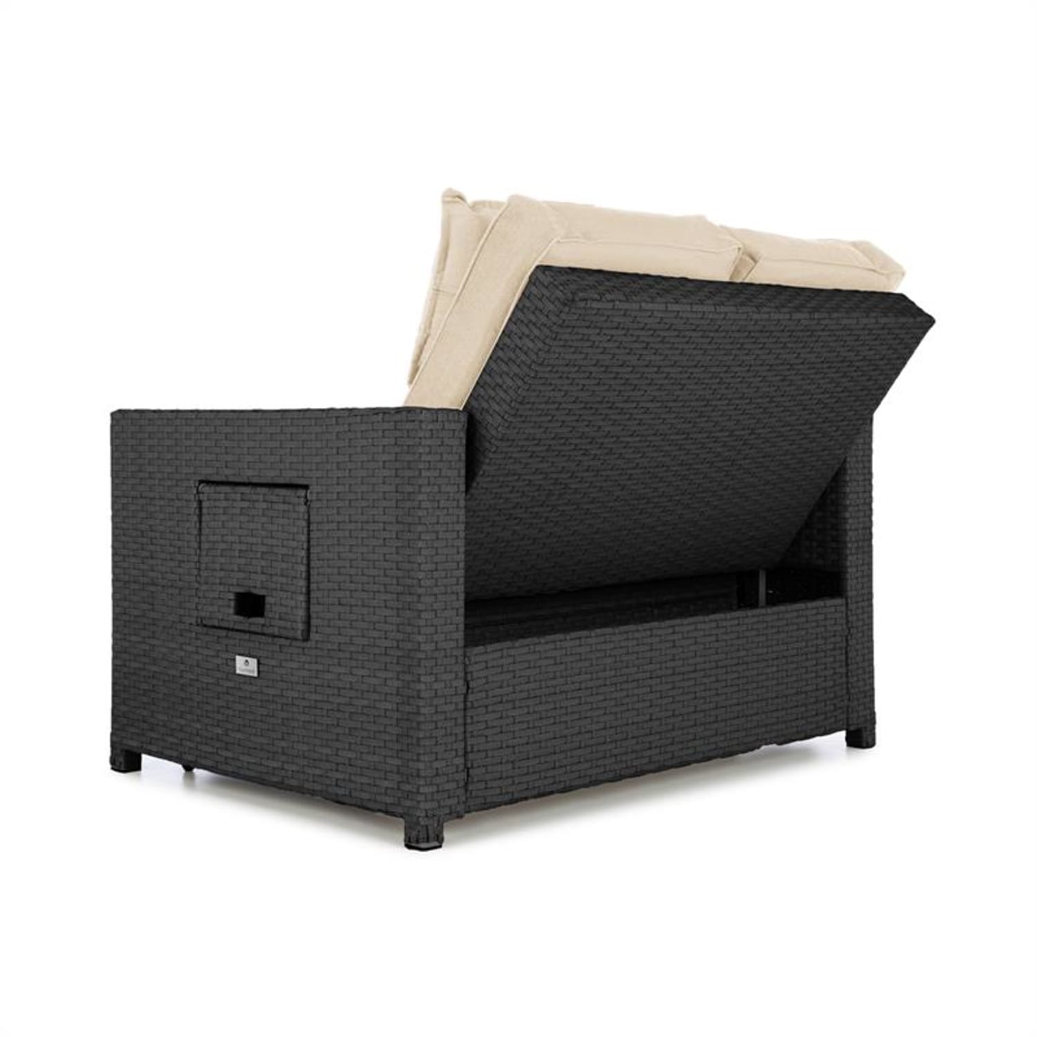 Komfortzone RattanLoungeSofa Zweisitzer Polyrattan Klapptische Grau