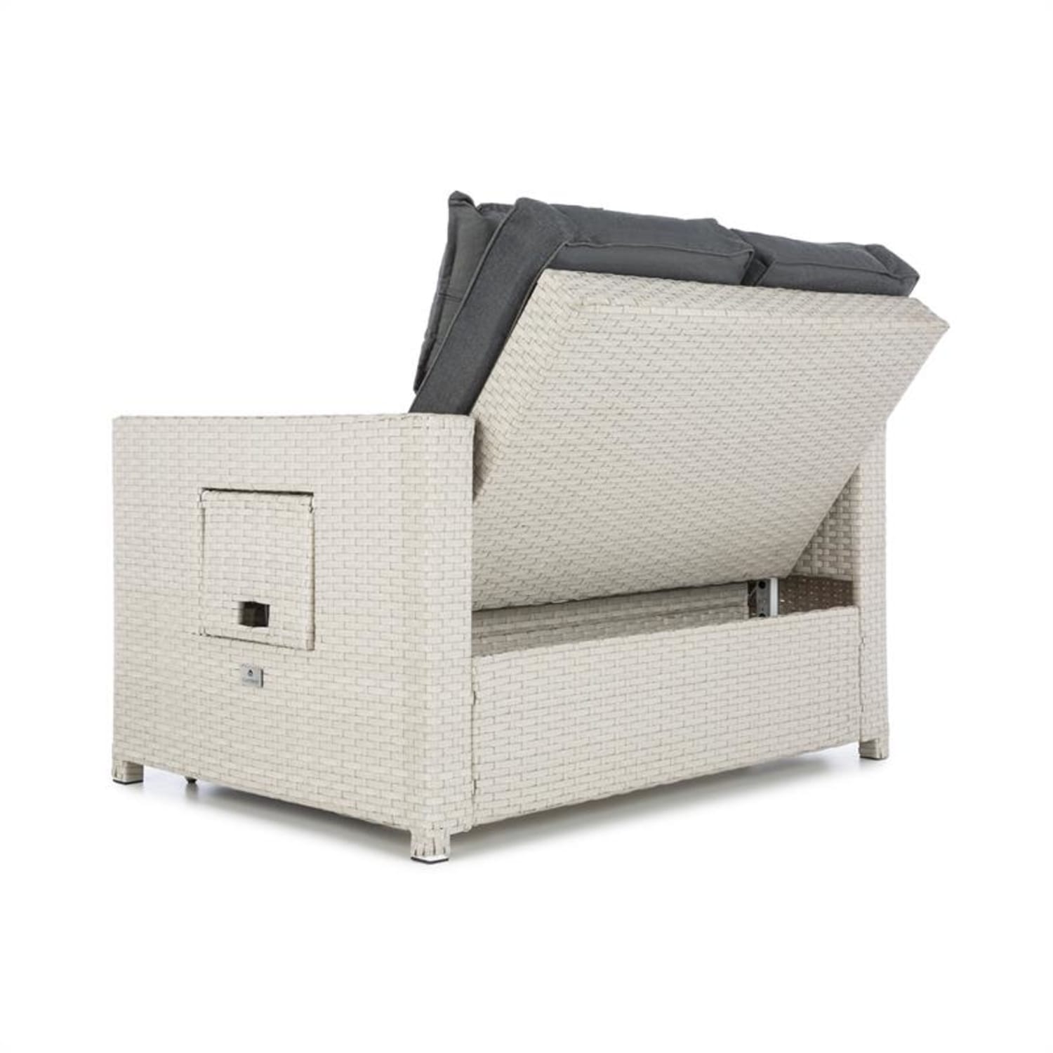 Komfortzone RattanLoungeSofa Zweisitzer Polyrattan Klapptische Weiß