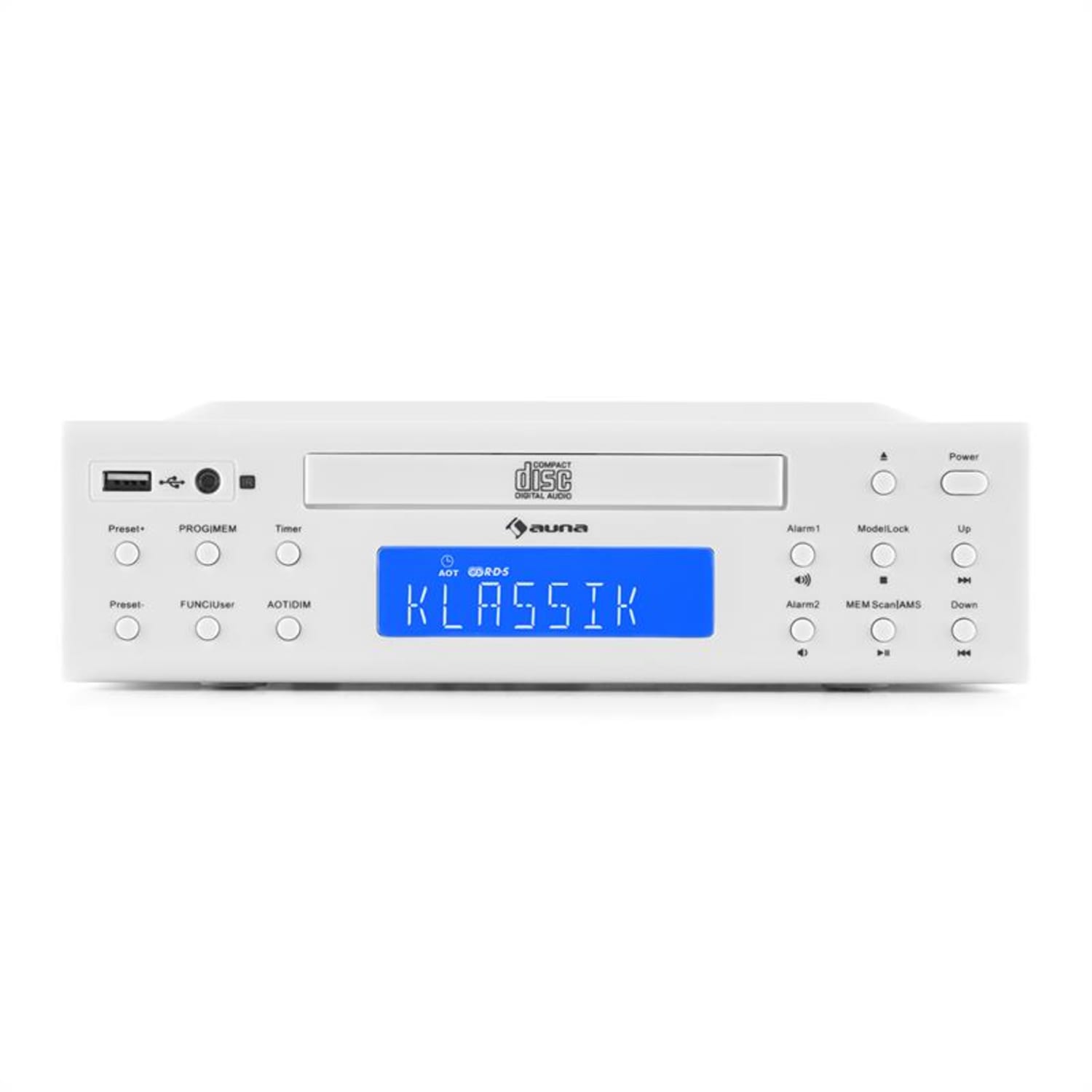 KRCD-150 Radio de cocina Bajo mueble CD USB AUX FM RDS Alarma Mando a