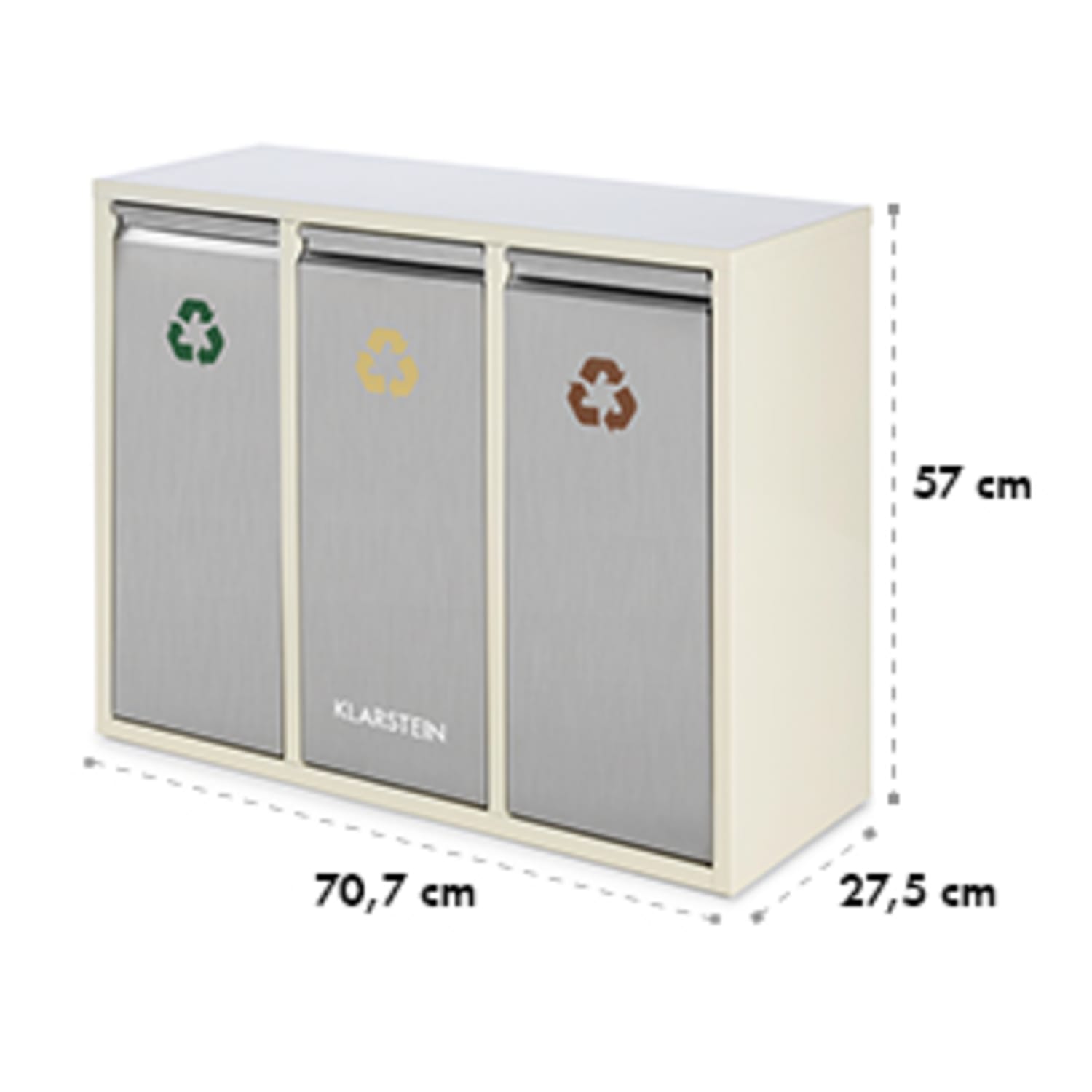 Ordnungshüter 3 Mülleimer Mülltrenner 45L (3 x 15 L) cremebeige