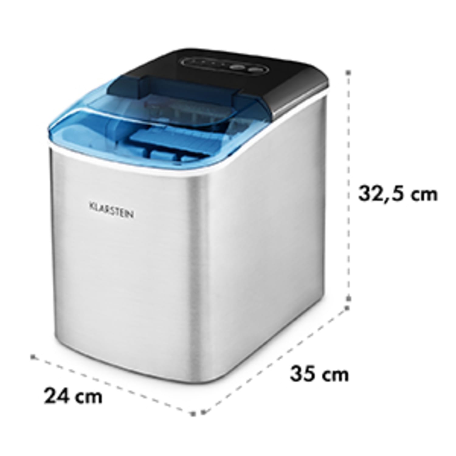 On-The-Rocks Máquina de Fazer Gelo LED | 12kg em 24h | 2.1l | Aço Inoxidável Preto