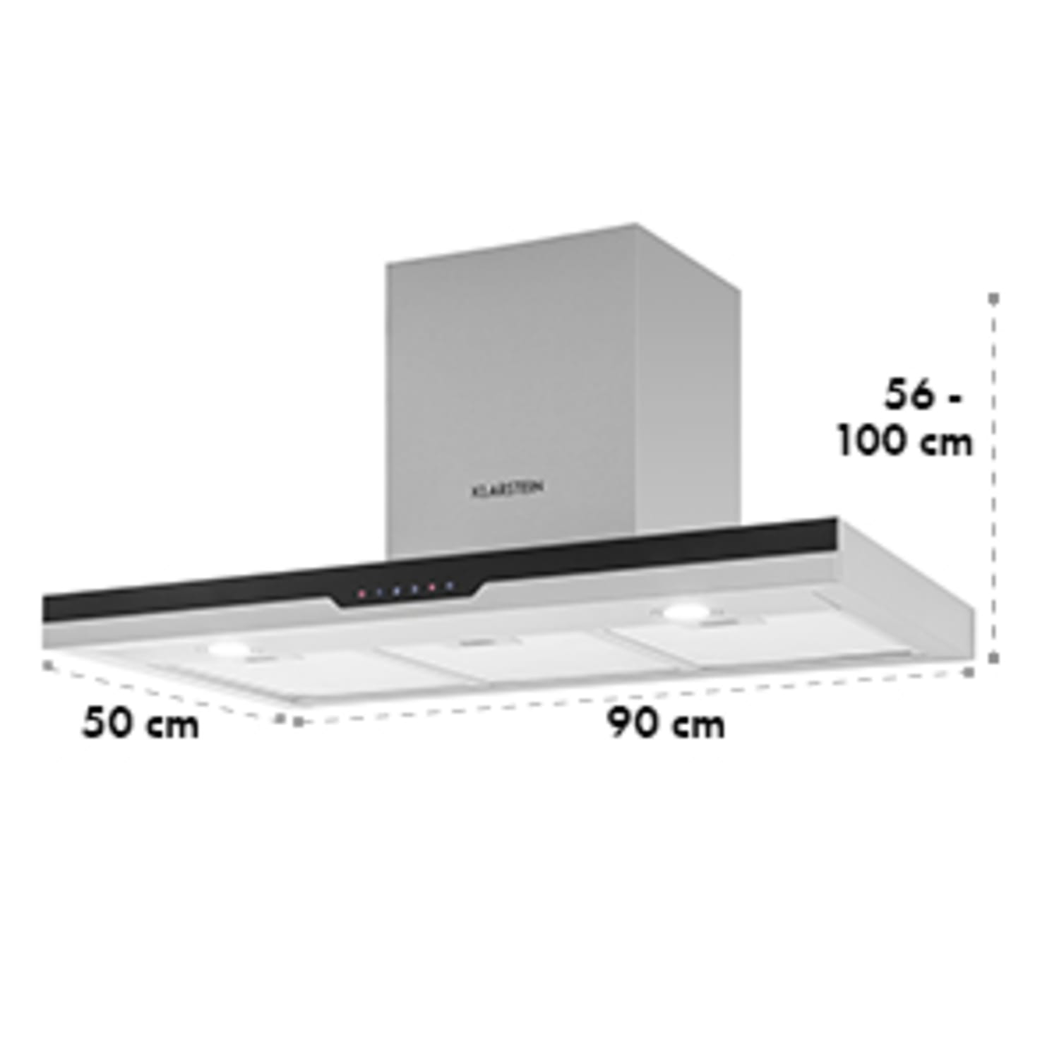 Finessa, 635m³/h, páraelszívó, nemesacél, 90 cm, üveges előlap, falra szerelendő