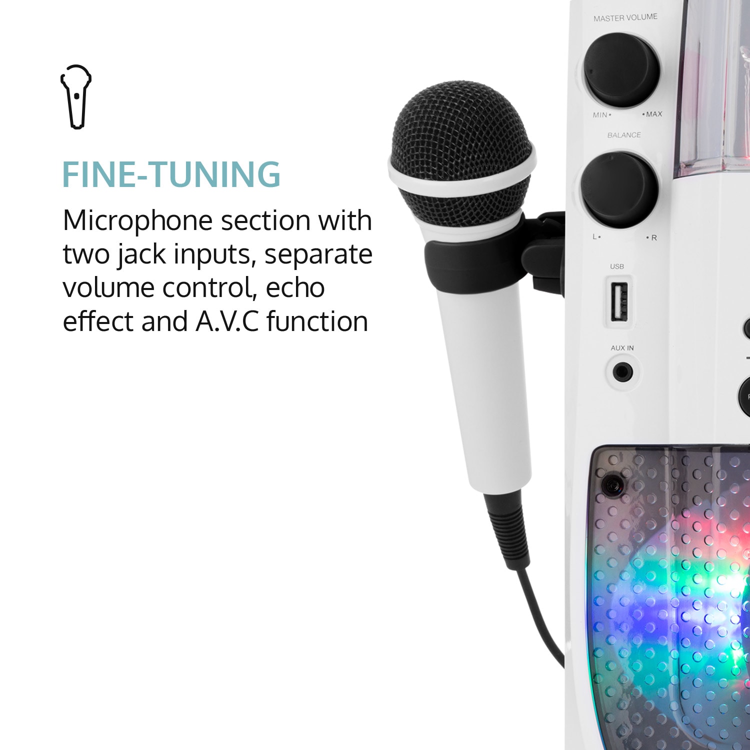 Kara Liquida BT Karaoke Machine Light Show Water Fountain BT White/Grey