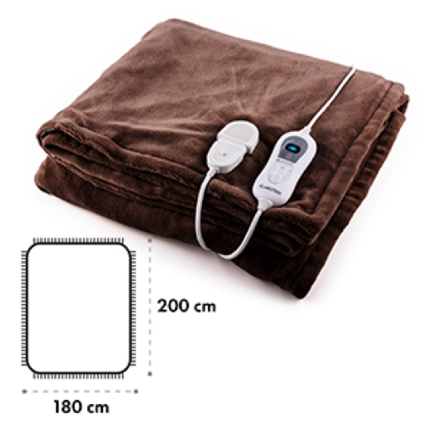 Dr. Watson XXL Manta eléctrica 120W lavable 200x180cm Microfibra marrón