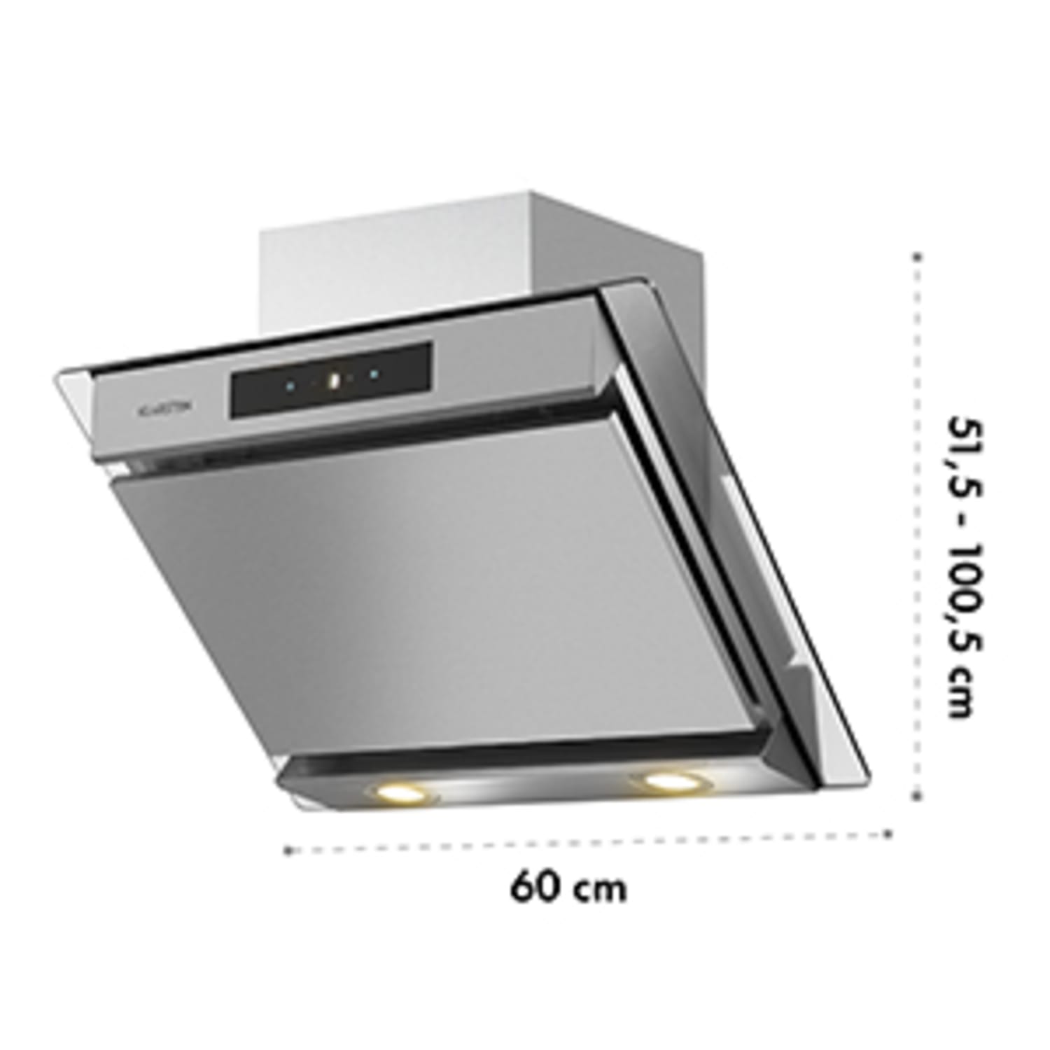 Balzac 60 Dunstabzugshaube 60 cm 210W 610m³/h LED Touch Edelstahl Glas