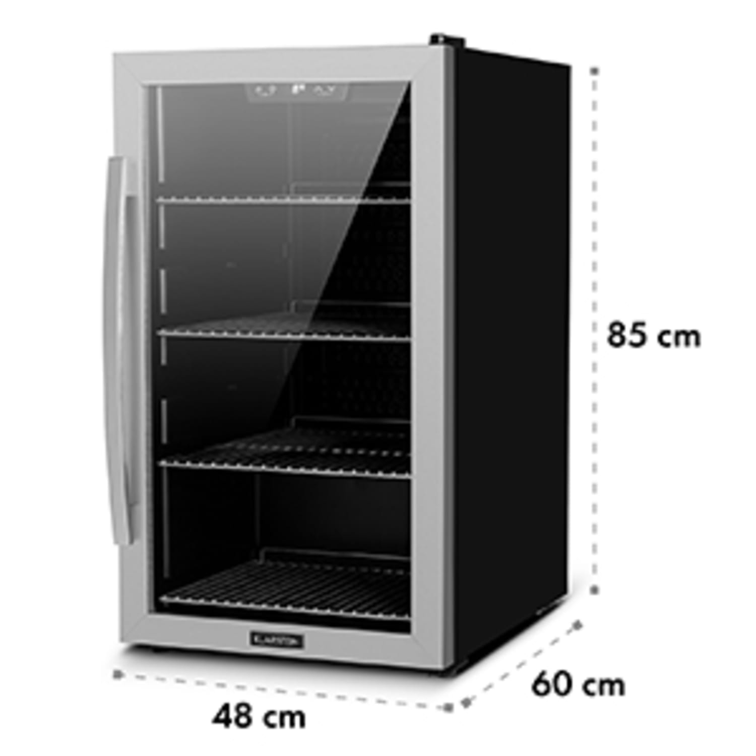 Beersafe 4XL Frigorífico 124 litros 4 prateleiras Porta de vidro panorâmica Aço inoxidável