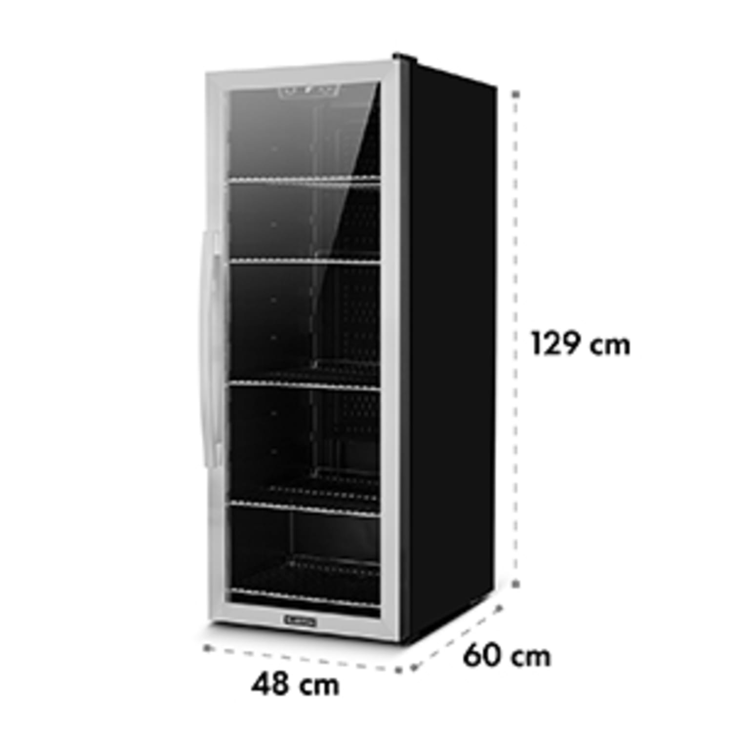 Beersafe 6XL Kühlschrank 201 Liter 5 Böden Panoramaglastür Edelstahl