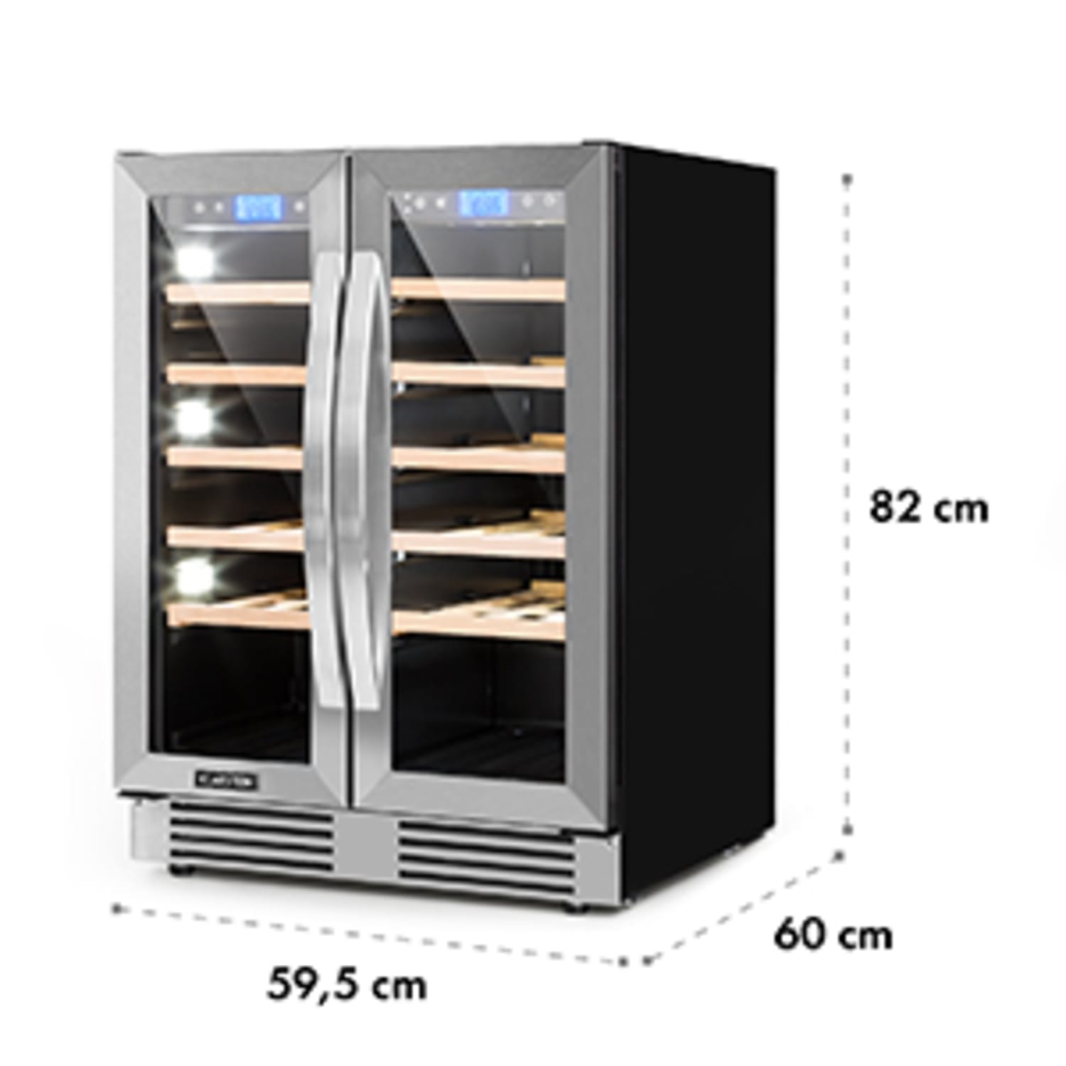 Vinovilla 42 Twin Built-In Duo Zweizonen-Weinkühlschrank 126l 42 Fl. 3-Farben Glas
