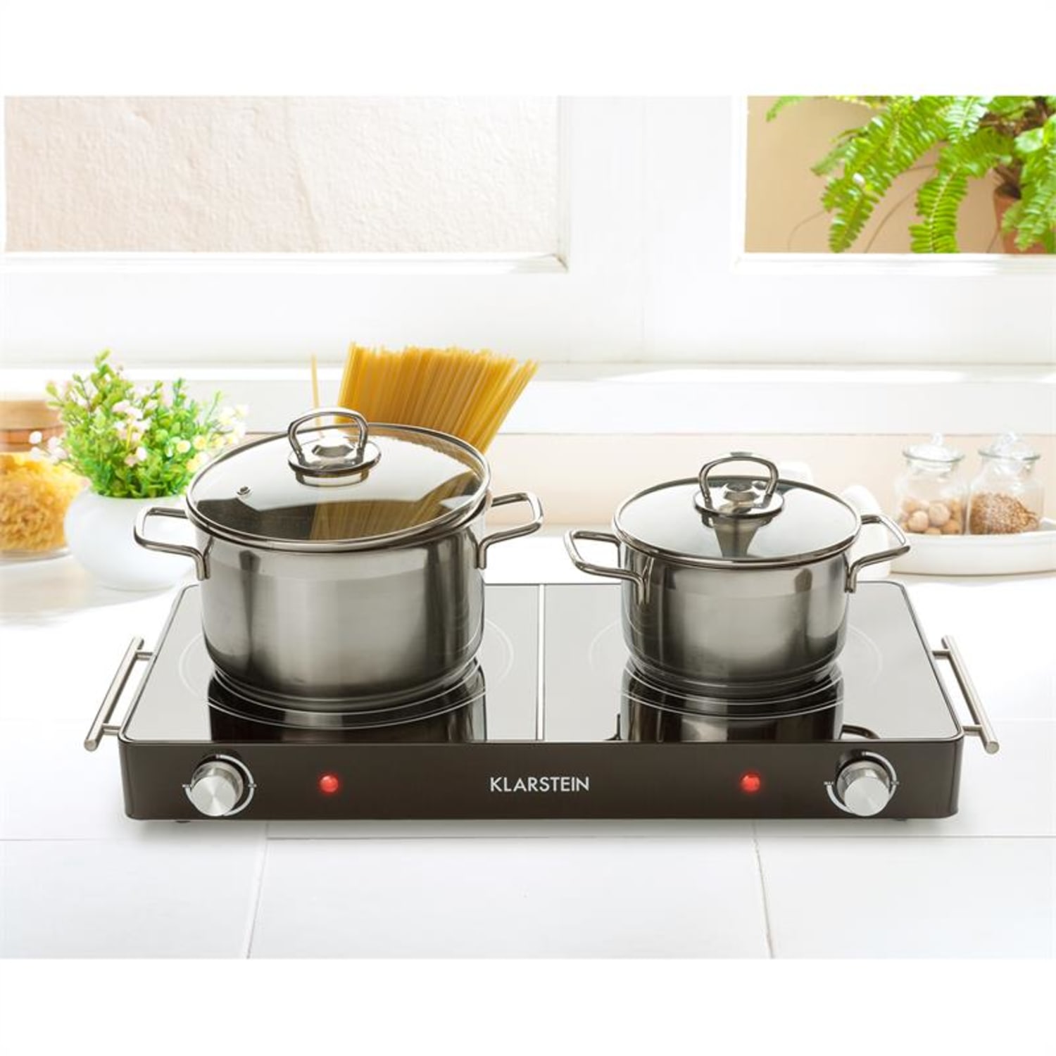 VariCook Duo HotplateHob 3000W Stainless Steel Case Handles Black