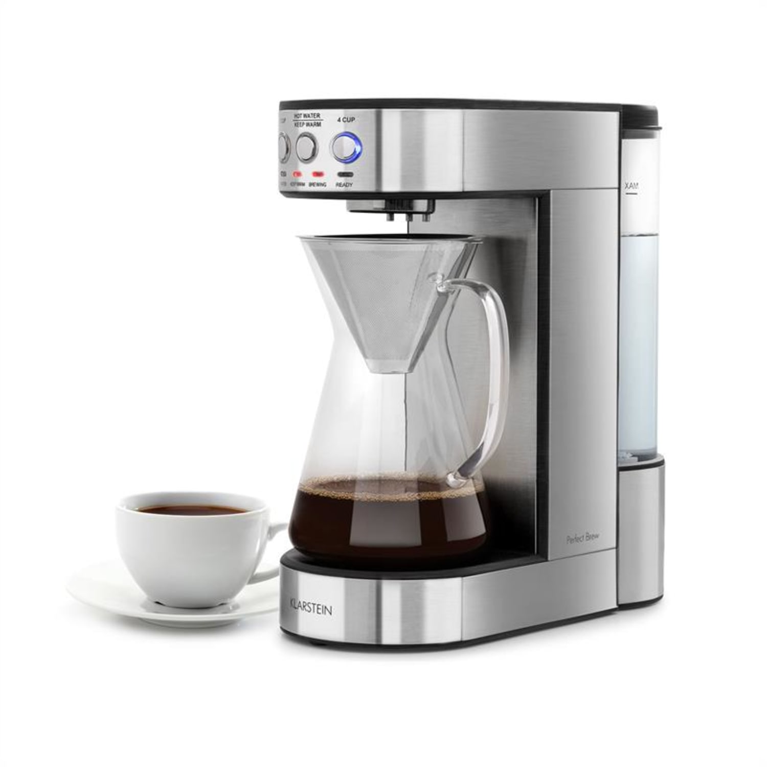 Perfect Brew Kaffeemaschine 1800W Glaskanne Edelstahl silber