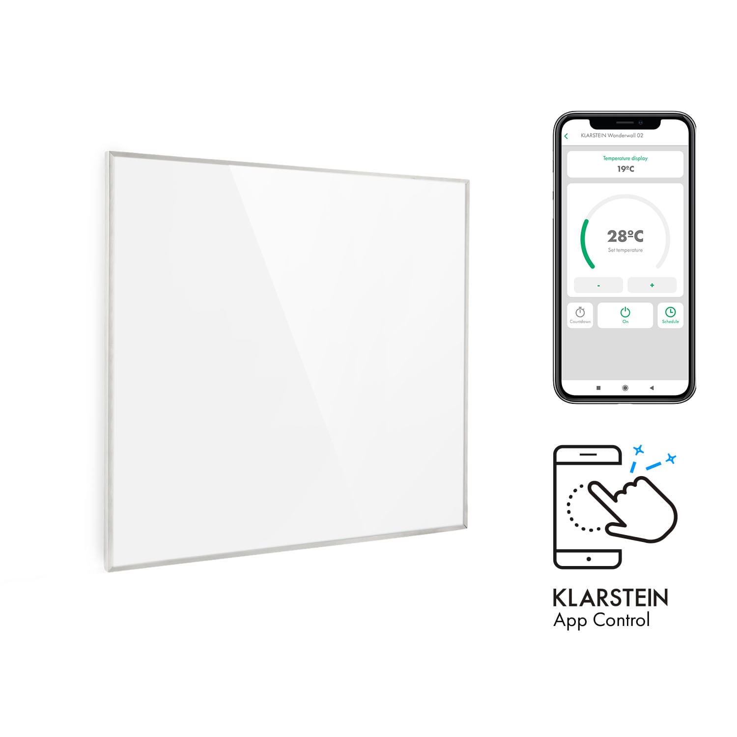 Wonderwall Smart Infrarotheizung 60x60cm App-Steuerung 360W Wochentimer IP24