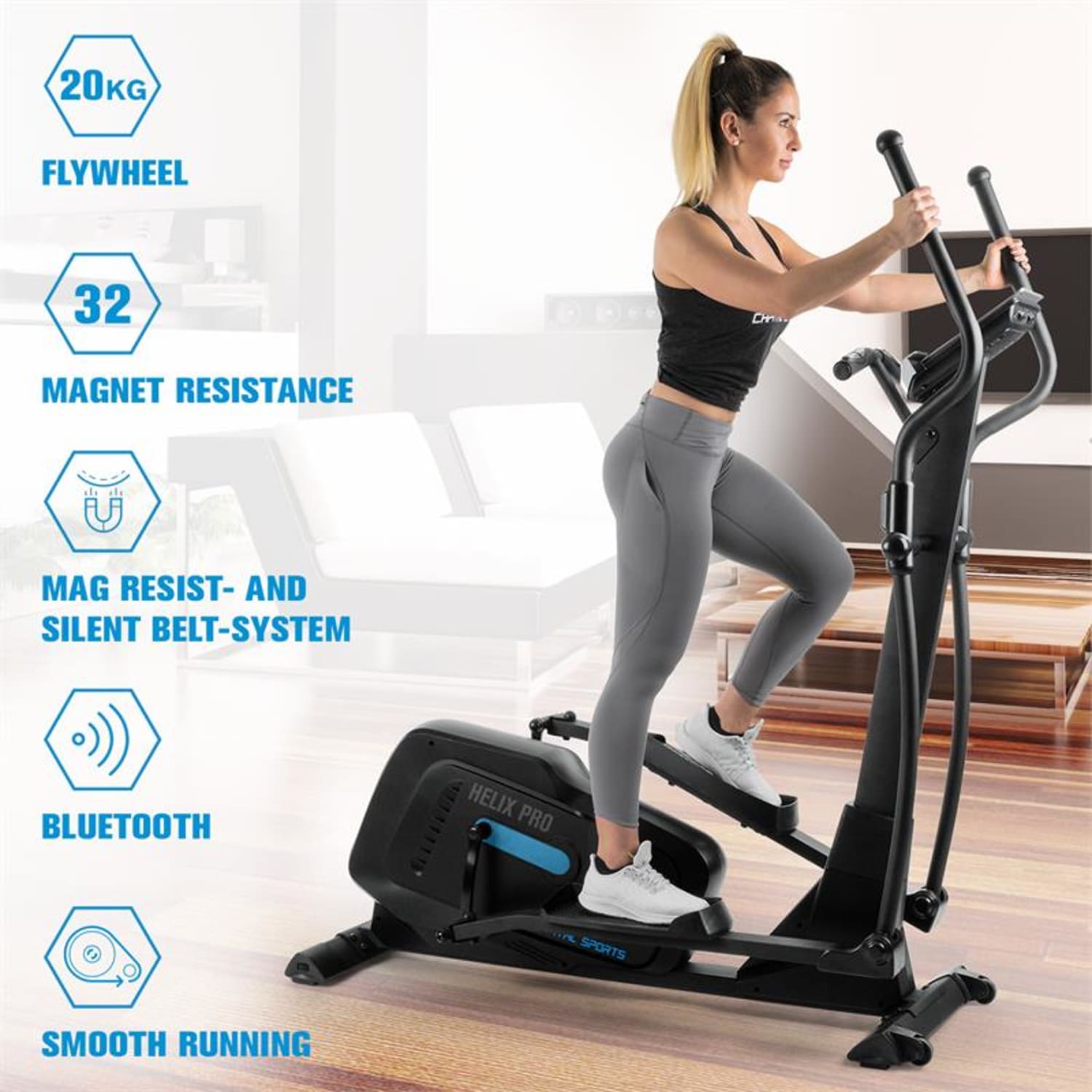 CAPITAL SPORTS Helix Pro crosstrainer bluetooth app 20kg vliegwiel