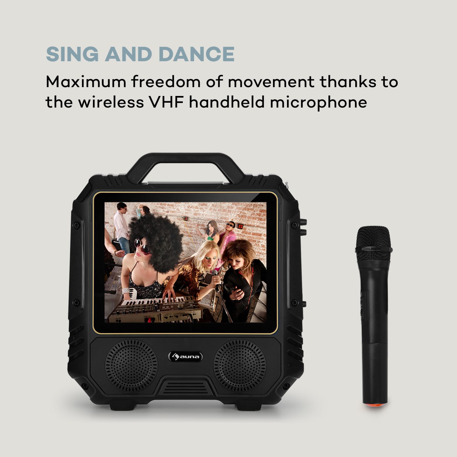 auna CenterStage 4 Mobile Karaoke Speaker, 30 W, 14.1" Display