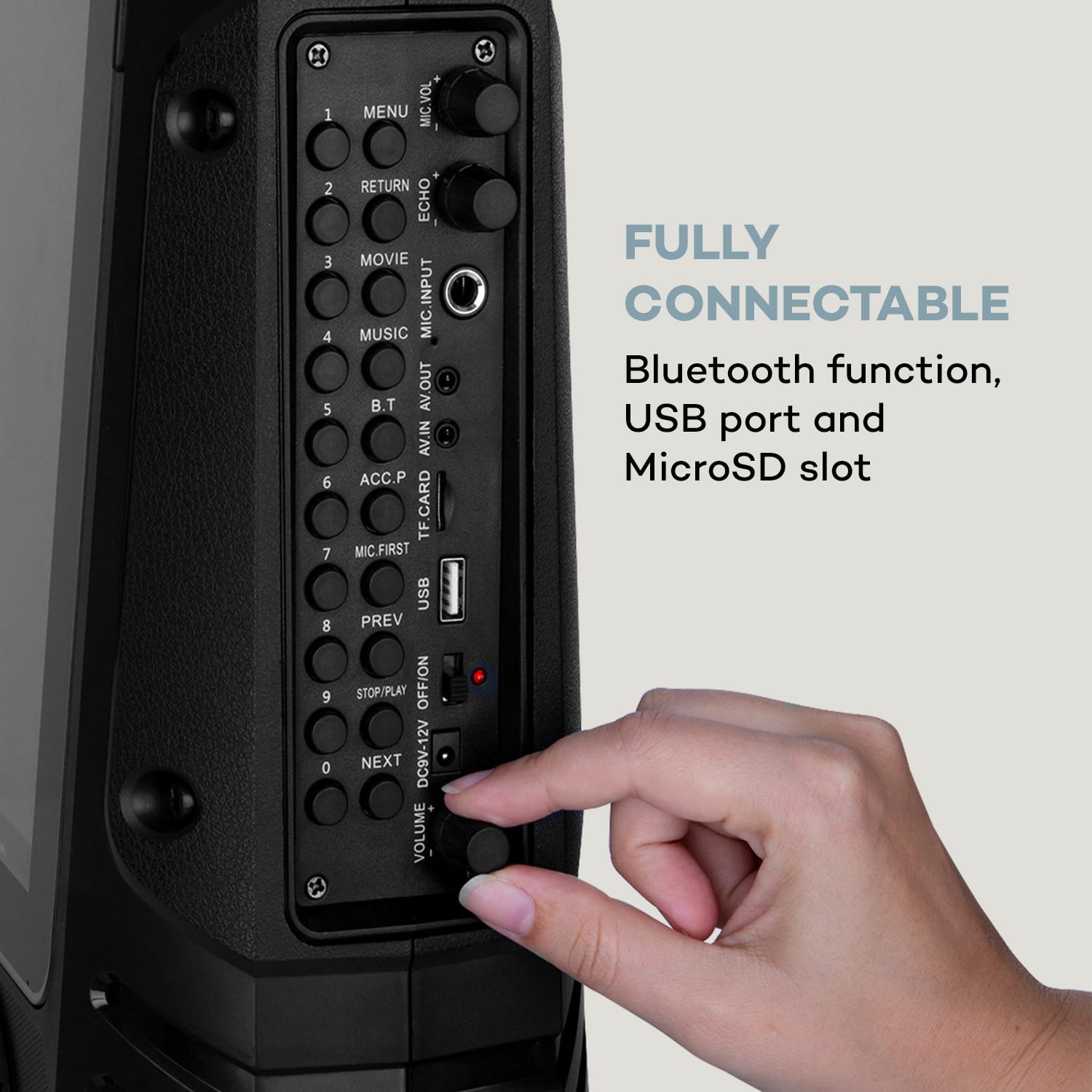 auna CenterStage 4 Mobile Karaoke Speaker, 30 W, 14.1" Display