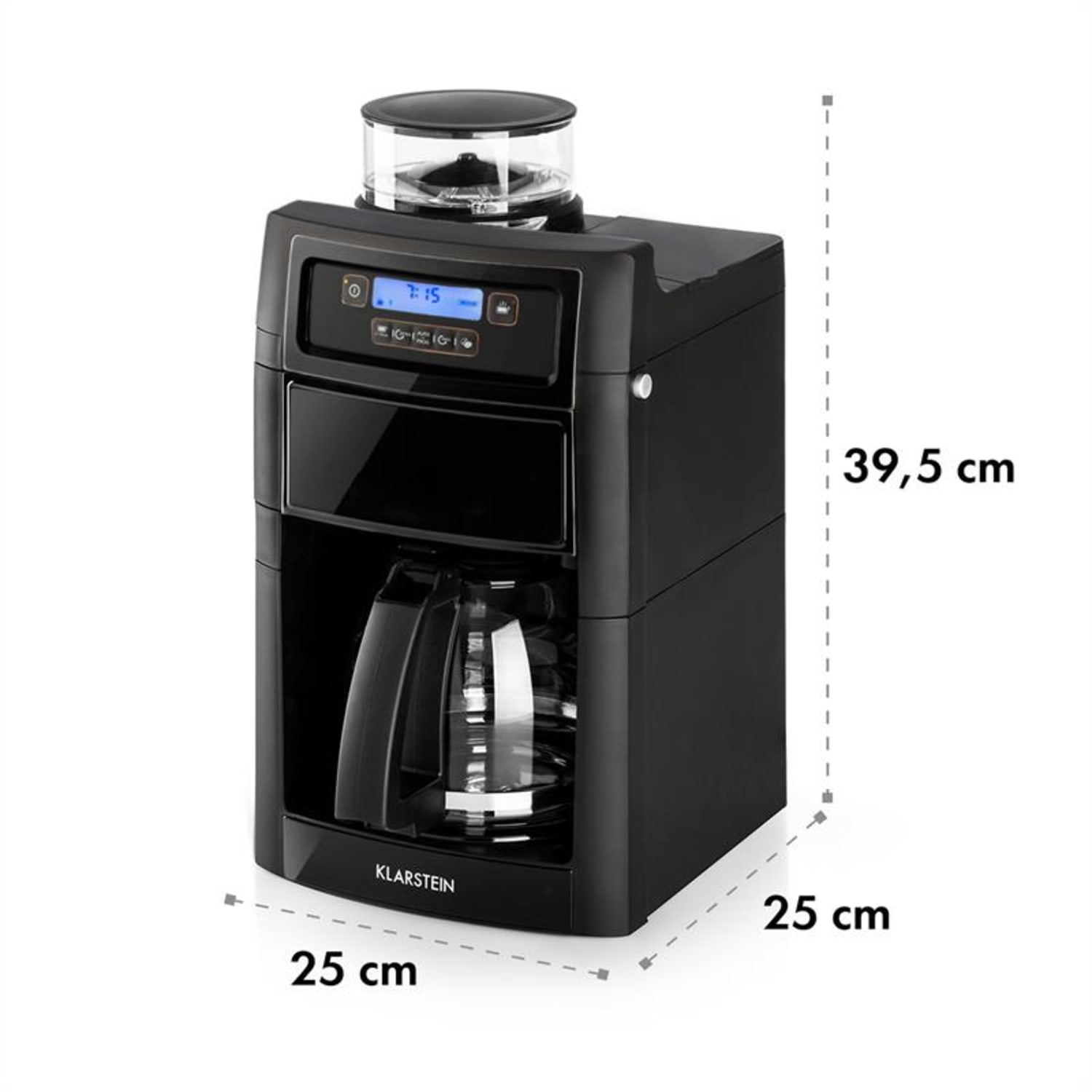 Klarstein Aromatica II Set Coffee Machine, Grinder, 1.25 l, Black