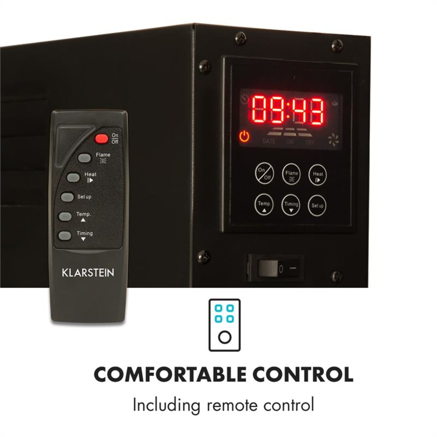 Klarstein Curved Copper L&F 1000/2000 W Panel de cristal curvado Mando