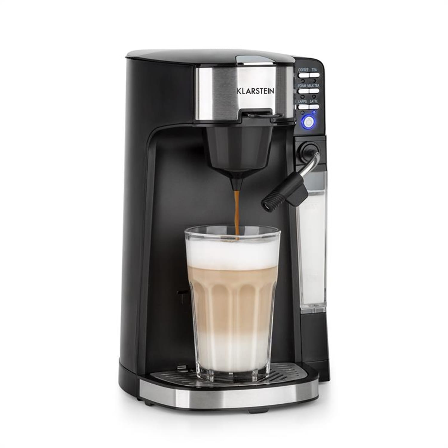 Baristomat 2-in-1-Heißgetränkeautomat für Kaffee, Tee & Milchschaum 6 Programme