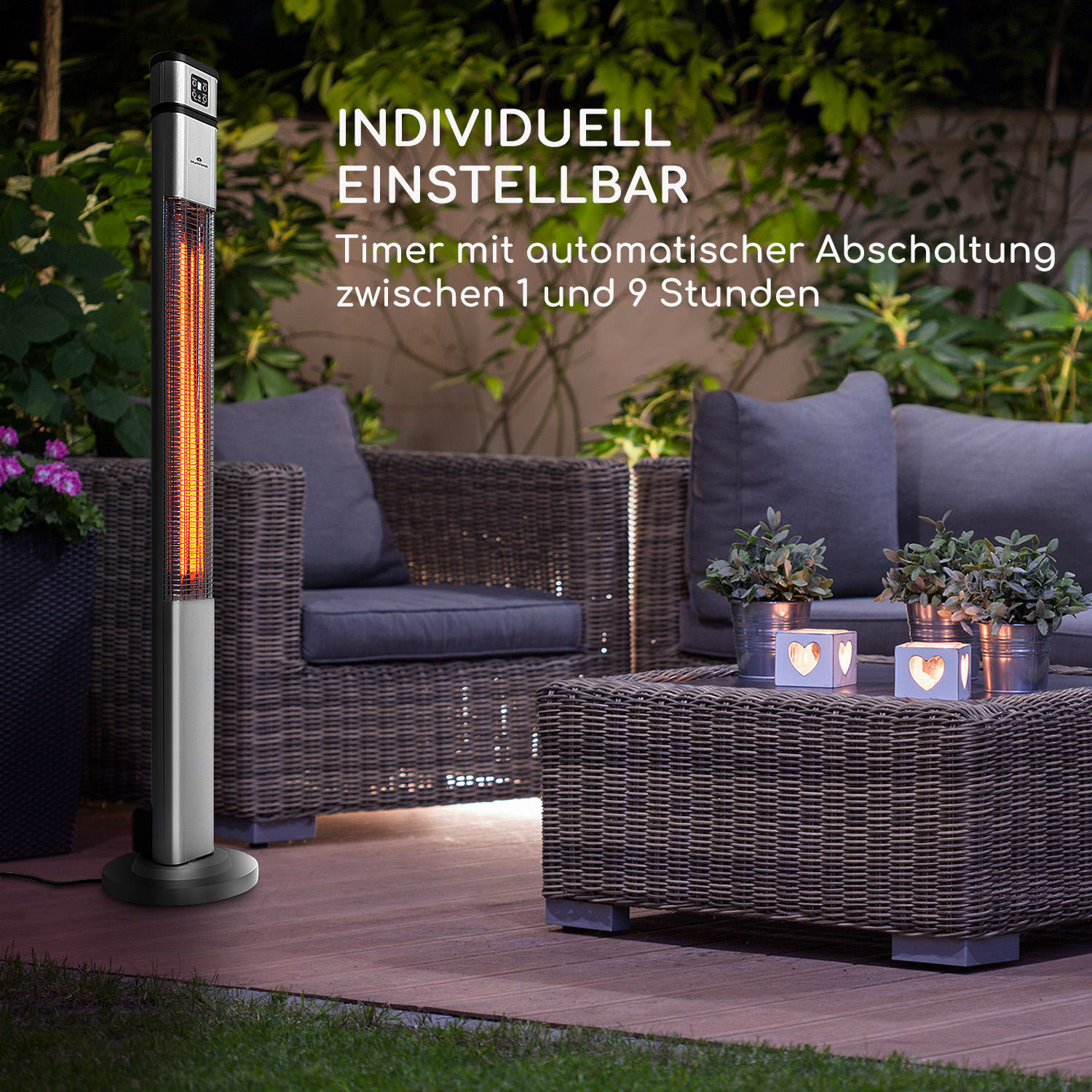 Juskys Infrarotstrahler 2000W - Höhenverstellbarer Standheizstrahler Für Terrasse