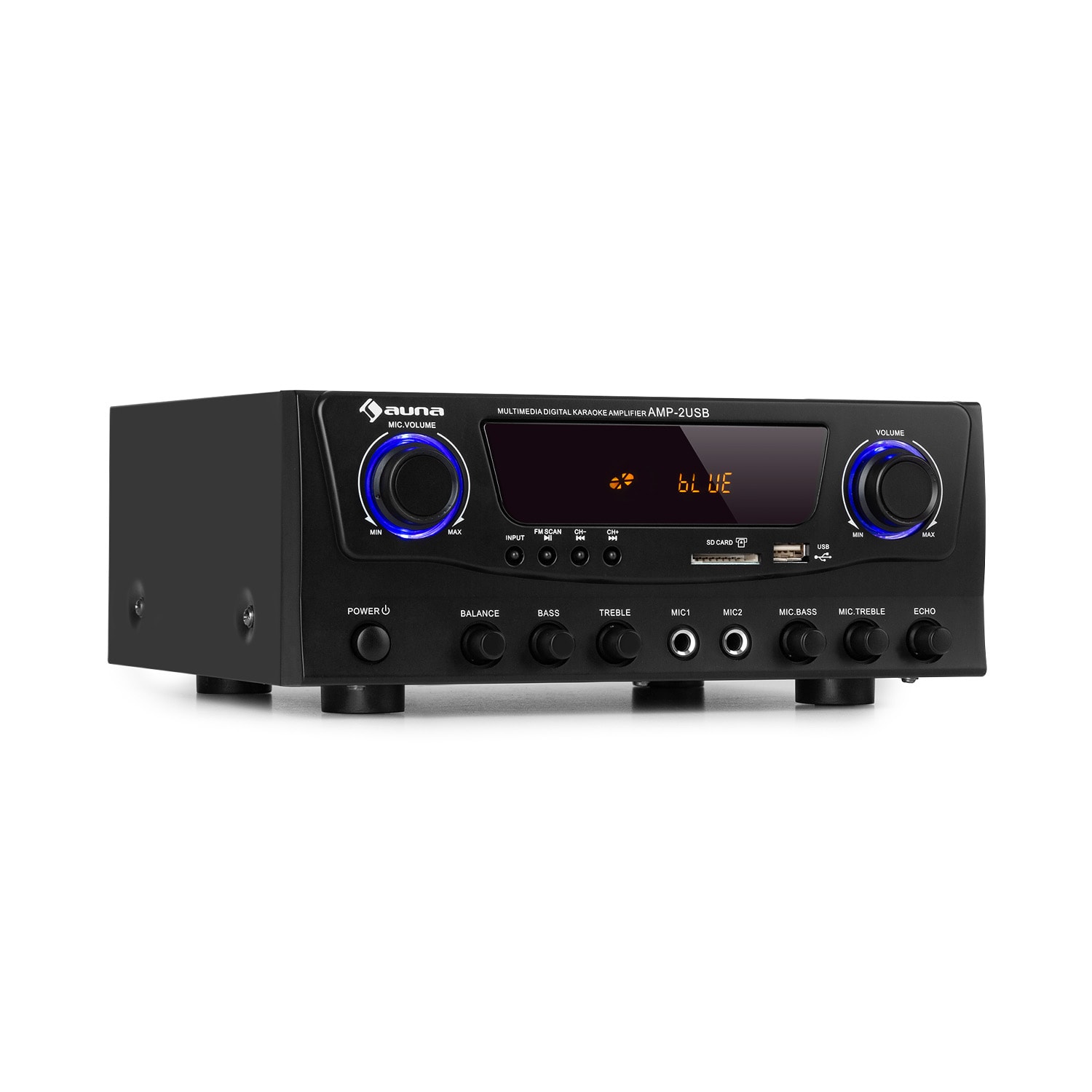 auna Amp-2 BT Hifi Amplifier 2x50 W BT USB SD 2 x Mic Black