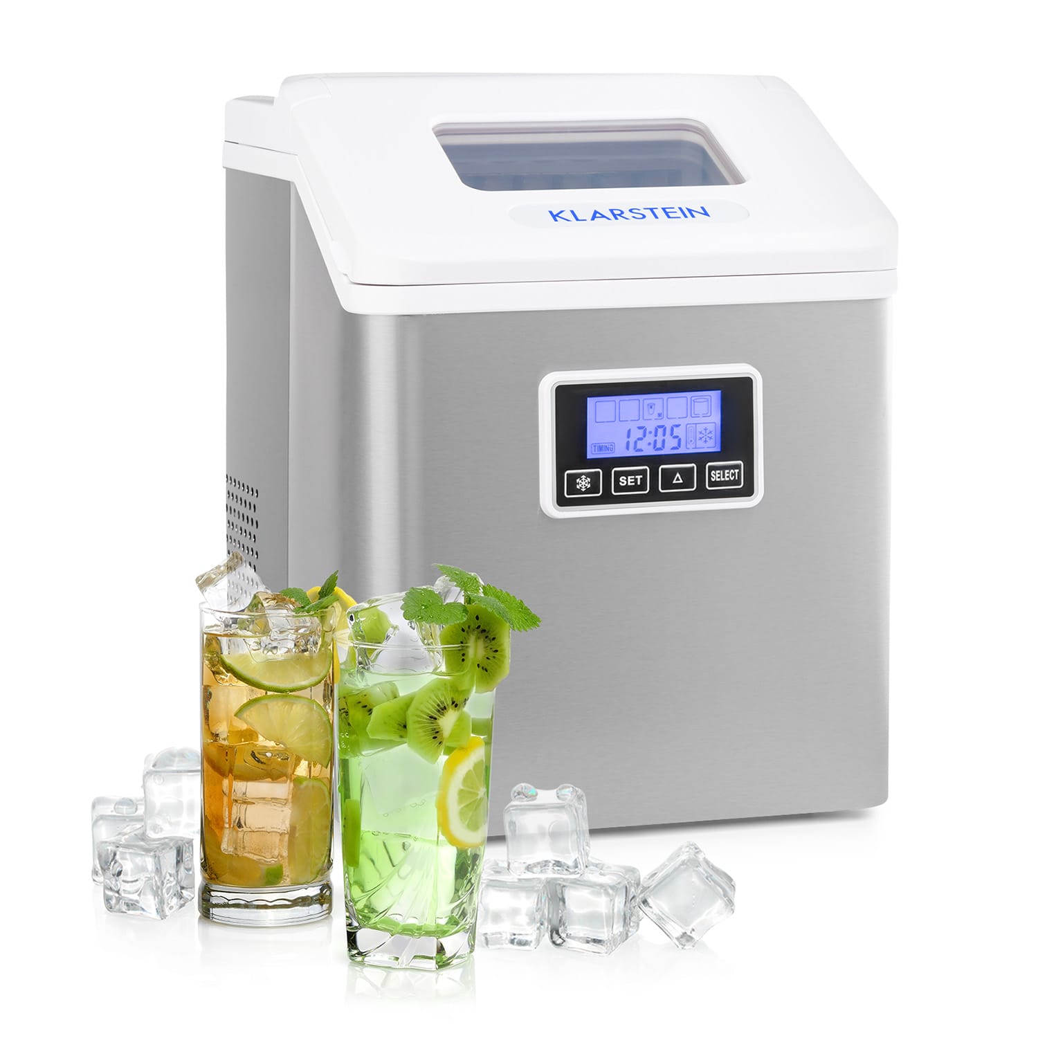 Klarstein Clearcube LCD Ice Cube Machine Clear Ice 1520kg / 24h White