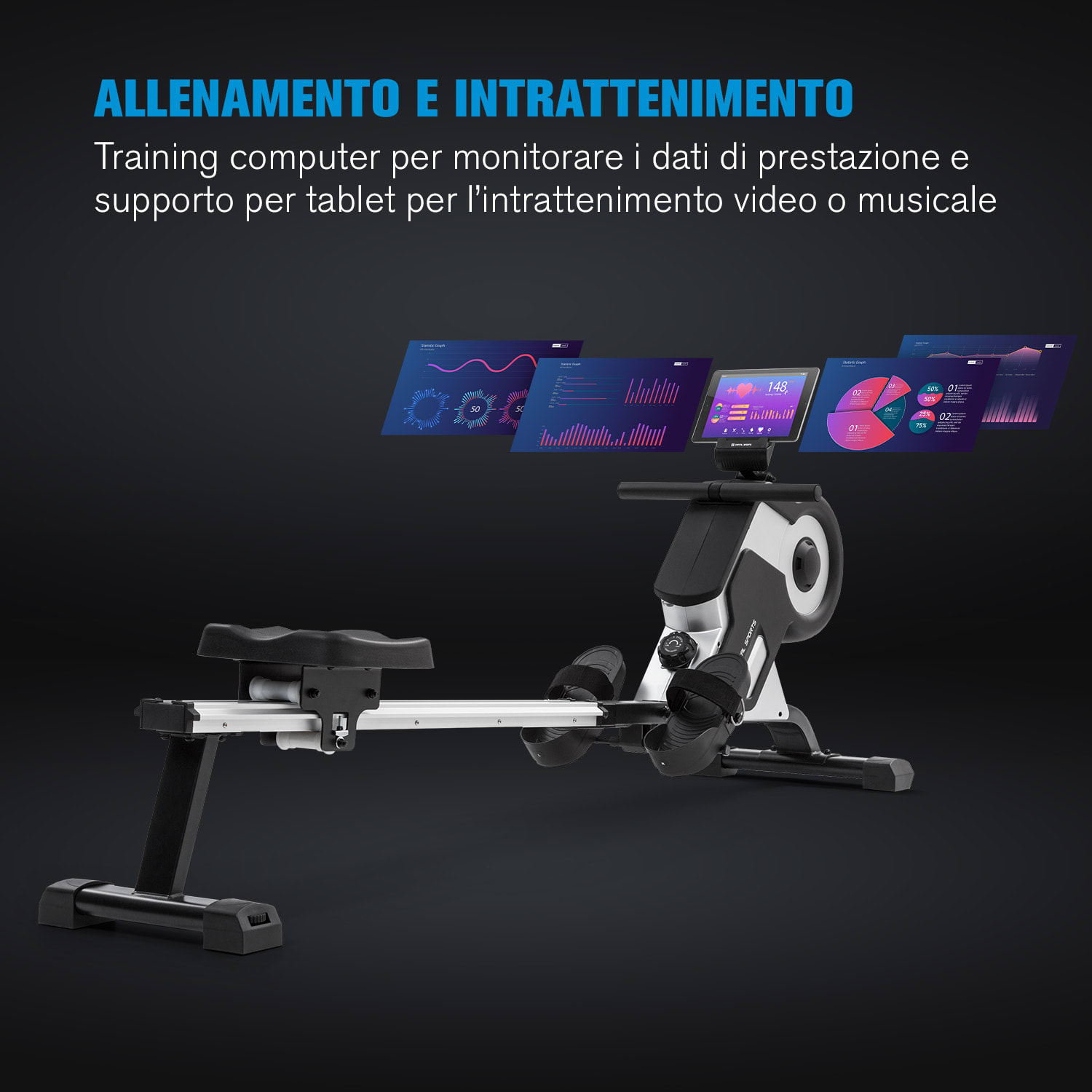 Vogatore domestico, vogatore RATTANTREE con resistenza magnetica a 16 livelli, ultra silenzioso, capacità di carico massima 150 kg | Leroy Merlin