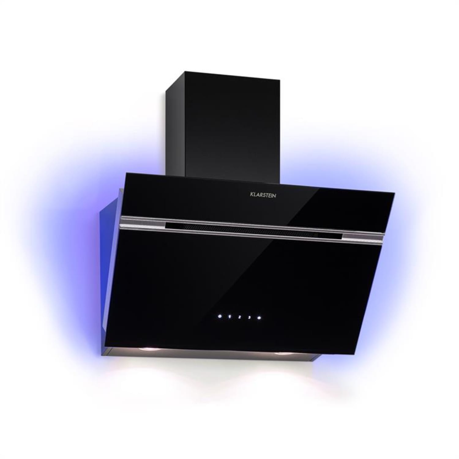 Alina Dunstabzugshaube 60 cm 600 m³/h LED-Display Ambientelicht Glasfront schwarz