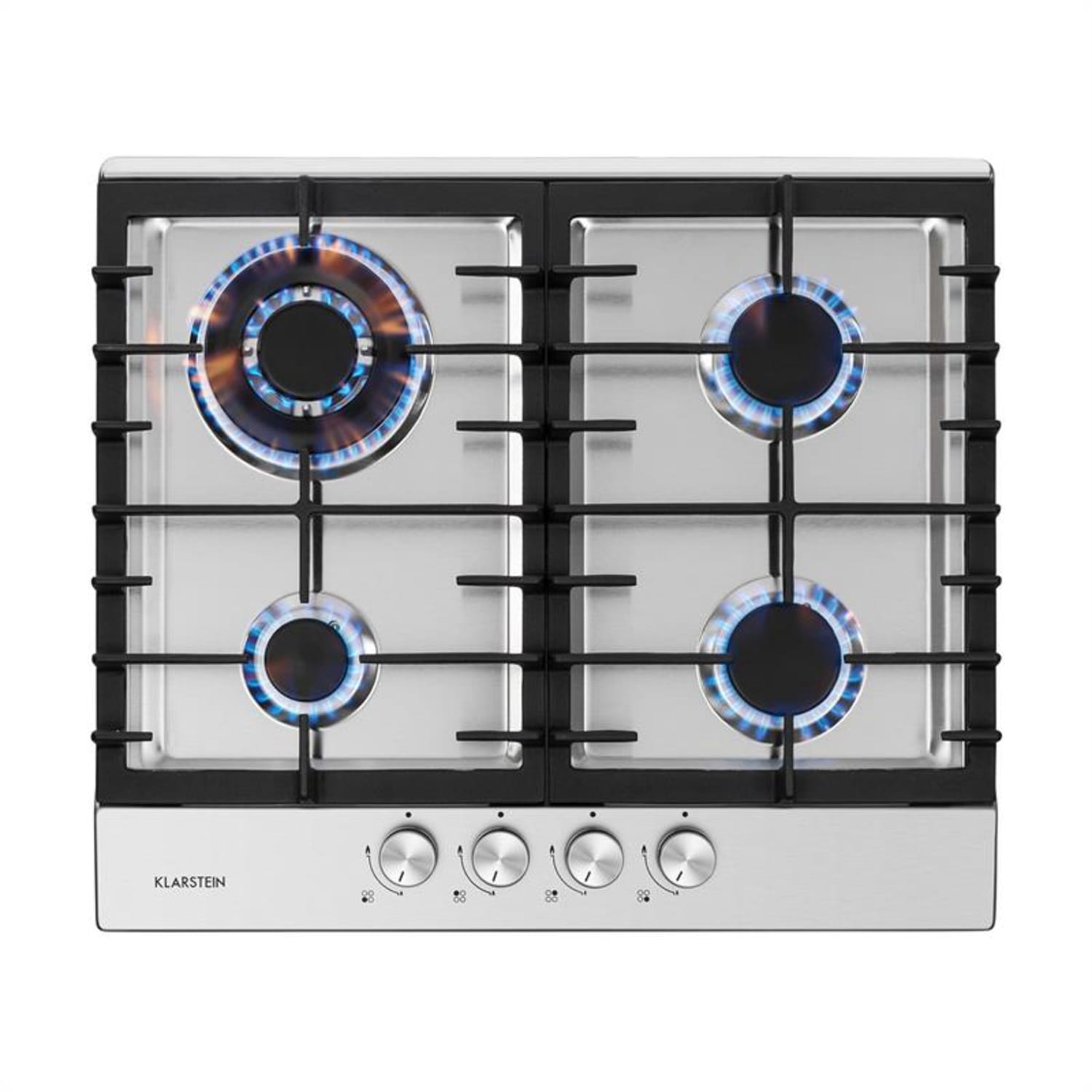 Ignito 4 Zones Gas Hob 4 Flames Sabaf Burner Stainless Steel Silver