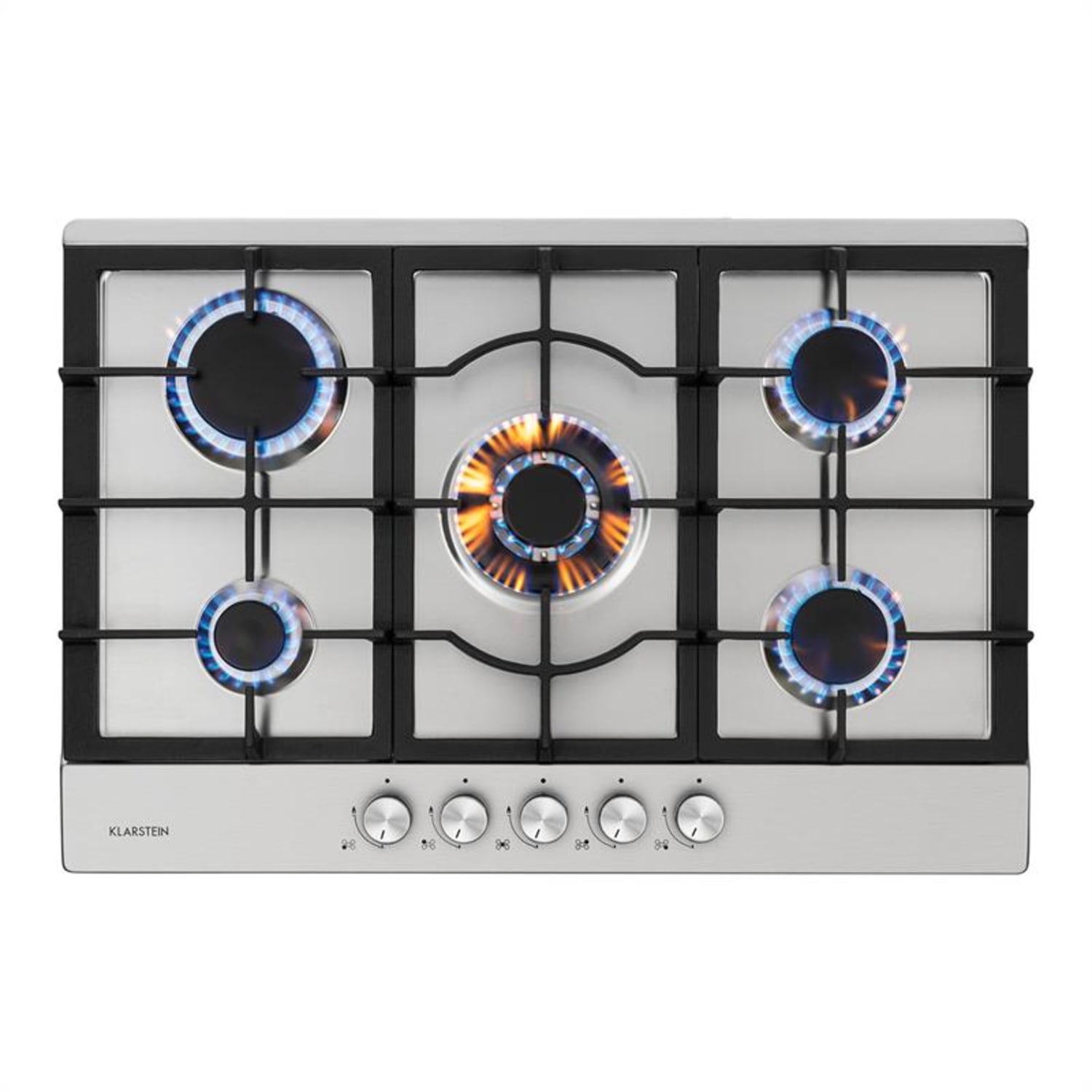 Ignito cocina a gas con 5 zonas 5 fogones Sabaf acero inoxidable plateada