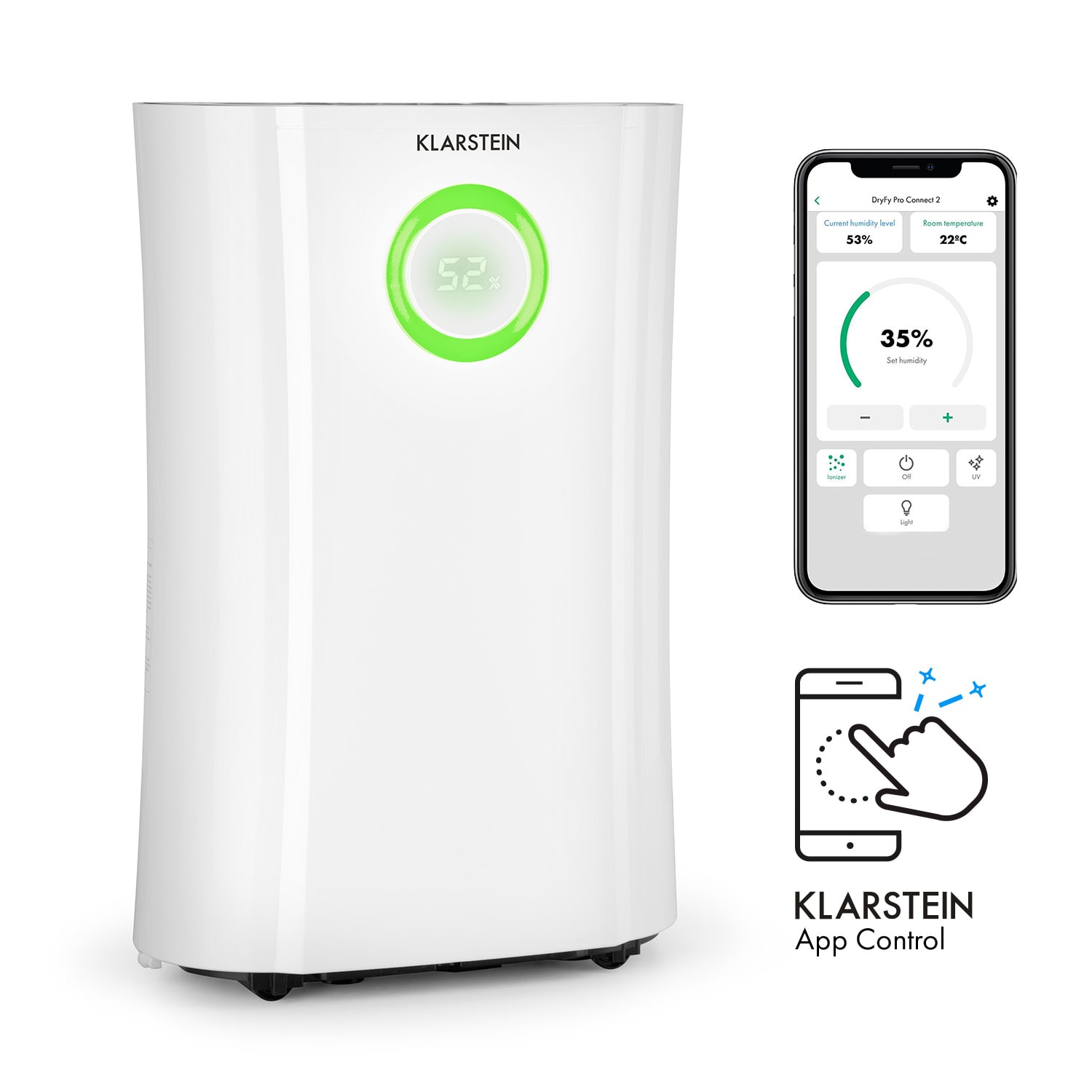 DryFy Pro Connect Luftentfeuchter WiFi Kompression 20l/d 20m² 370W weiß
