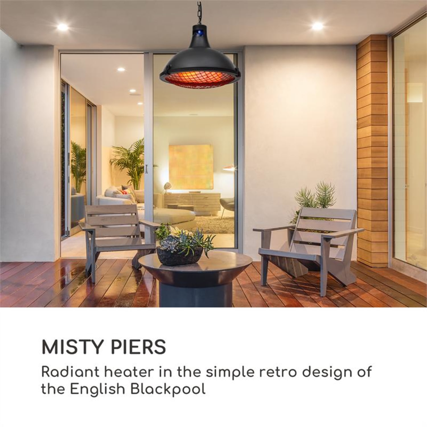 Blumfeldt Blackpool Heat Patio Heater IR ComfortHeat IP54 2100W Black