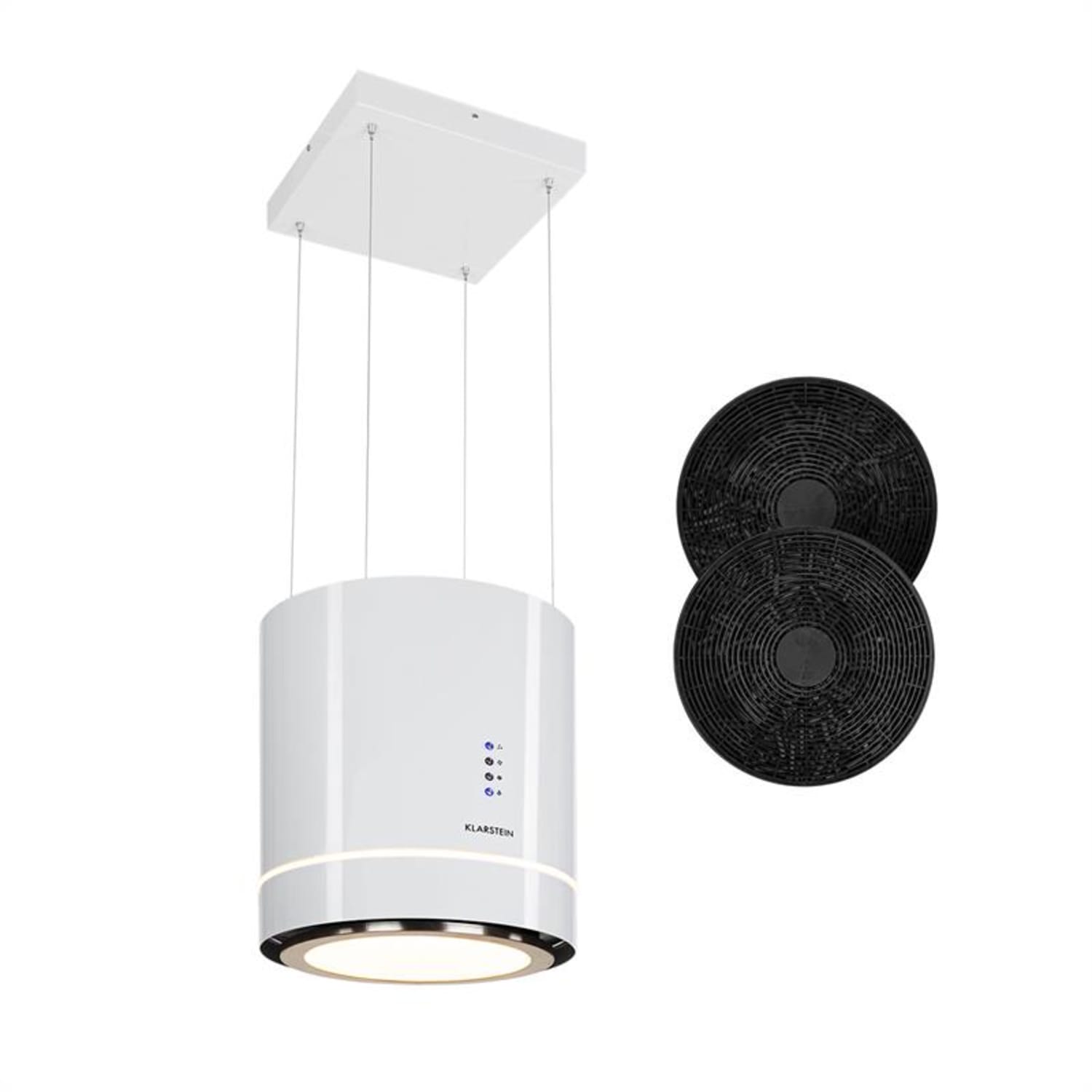 Tron Ambience Inselabzugshaube Ø38cm Umluft 540m³/h LED weiß