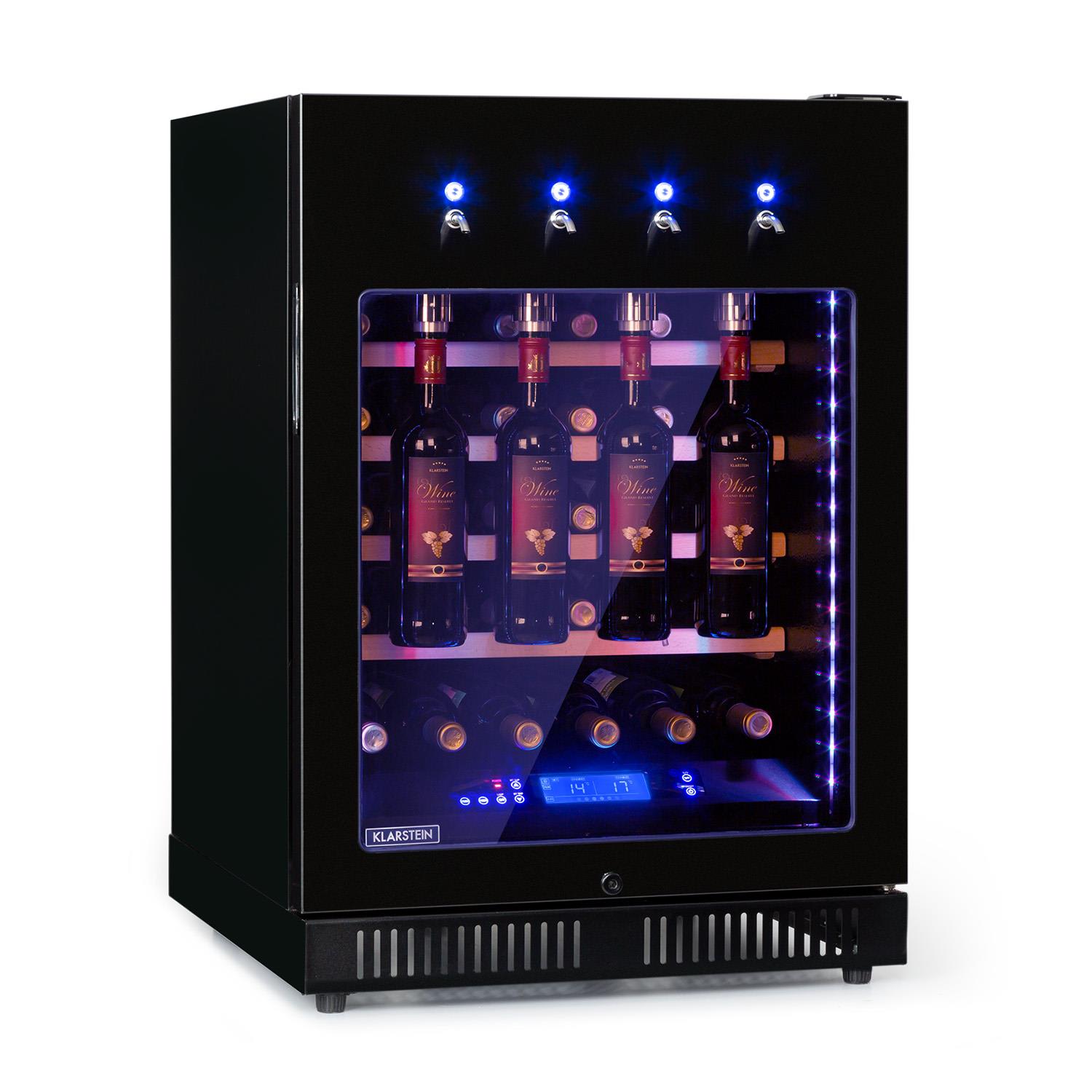 First Class 36 Weinkühlschrank 4 Dispenser 36 Flaschen 5-22°C Touch Edelstahltür schwarz