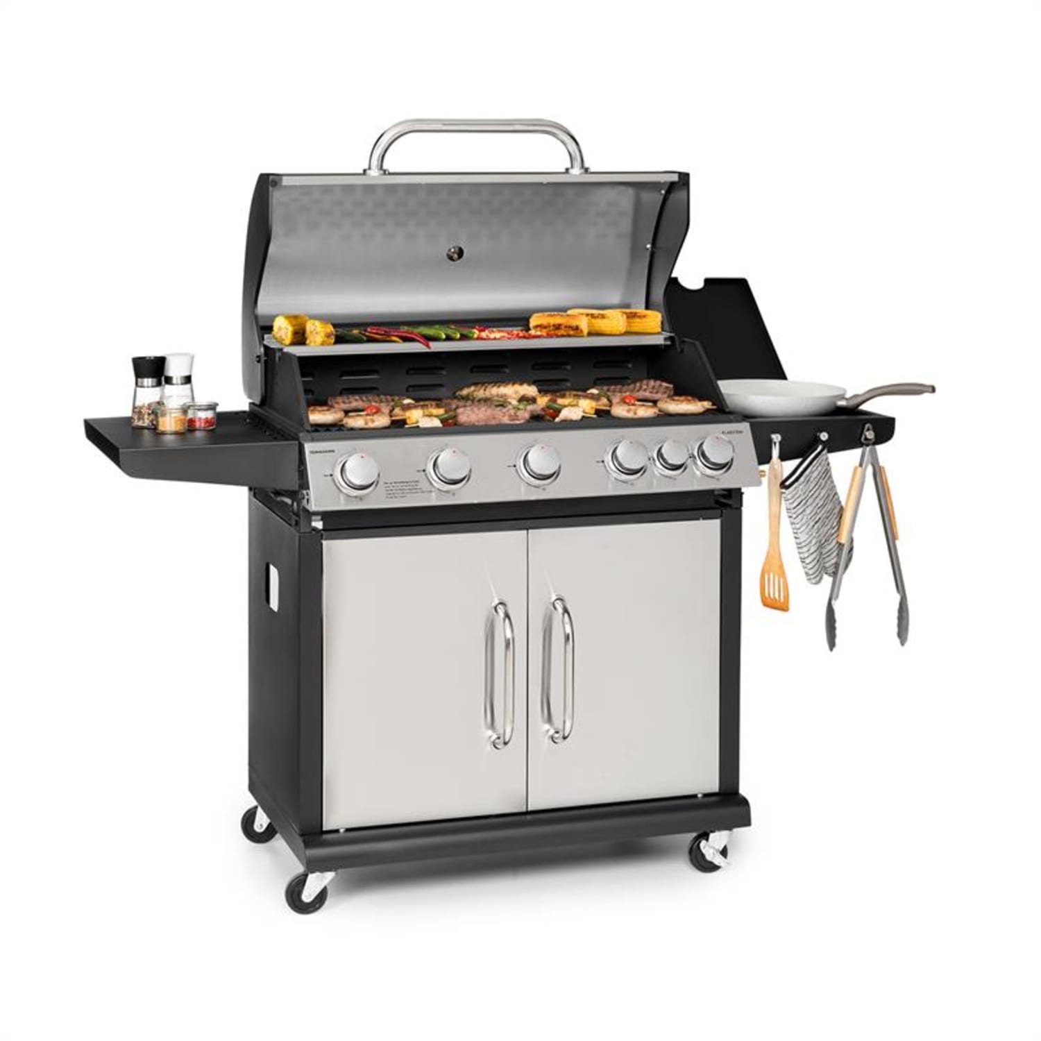 Tomahawk Gasgrill 5x3,6 kW + 2,7 kW Brenner 80x43,5 cm Grill Edelstahl