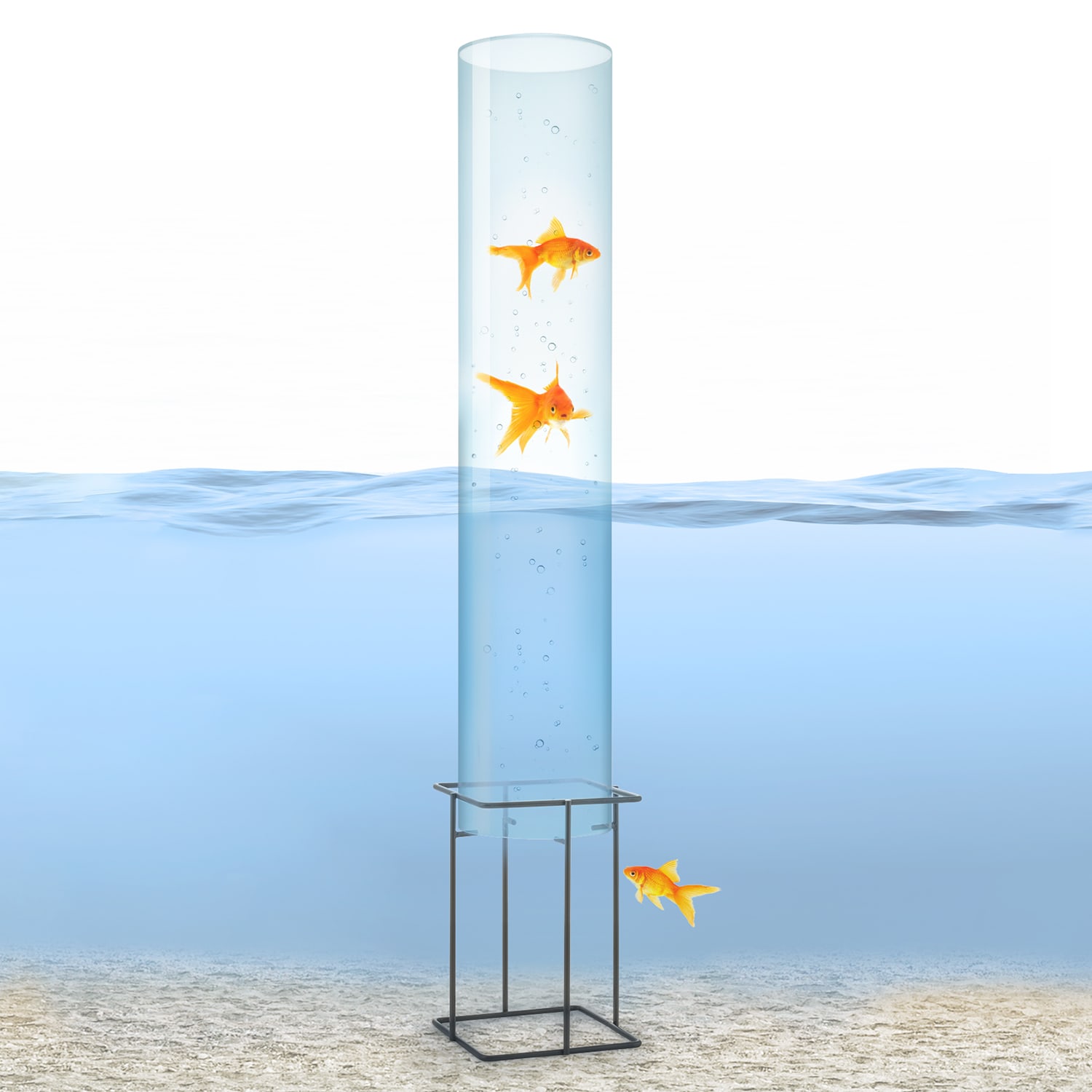 Skydive 100 Fish Tower 100 cm Ø 20 cm Acrylic Metal Transparent 127 cm