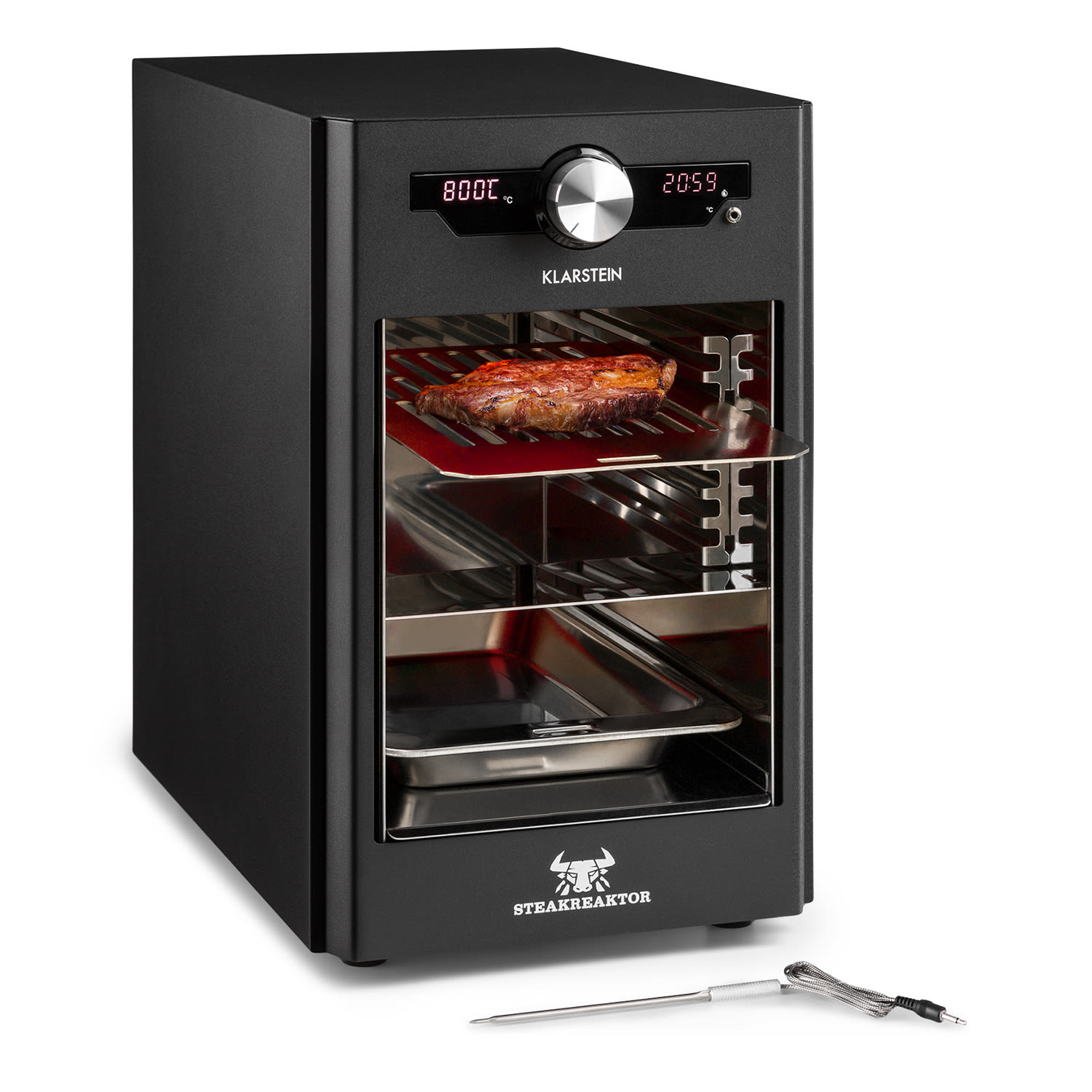 Steakreaktor Core, vysokoteplotní gril, 2100 W, 800 °C, zapichovací teploměr