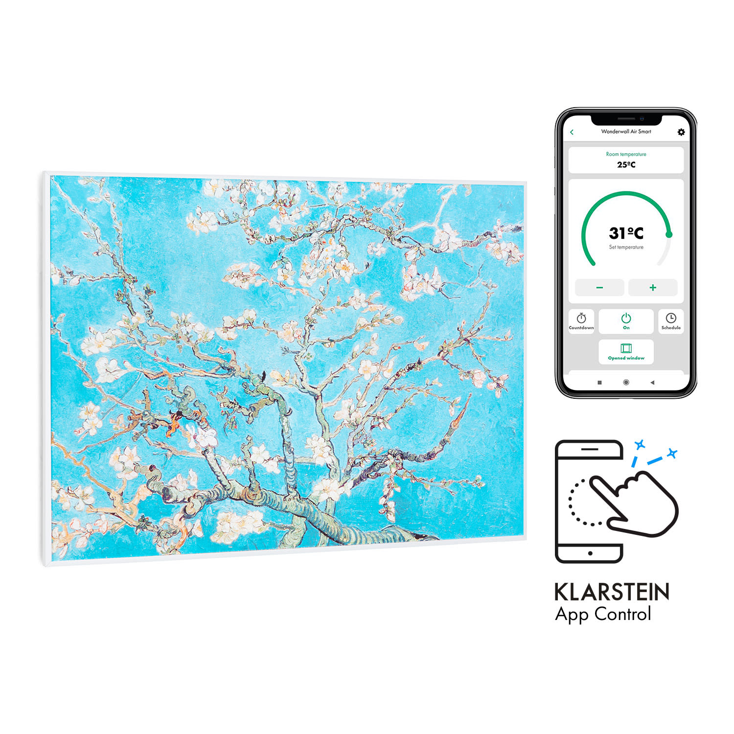 Wonderwall Air Art Smart Infrarotheizung 80x60cm 500W Wandmontage Blüten