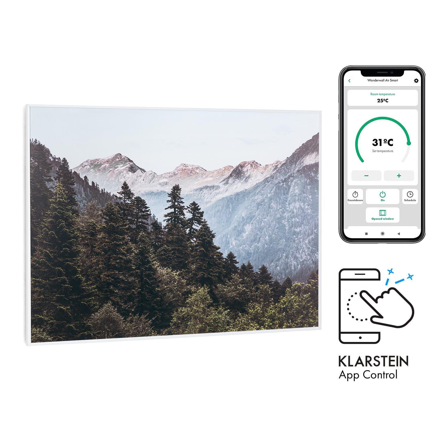 Wonderwall Air Art Smart Infrarotheizung 80x60cm 500W Wandmontage Berg